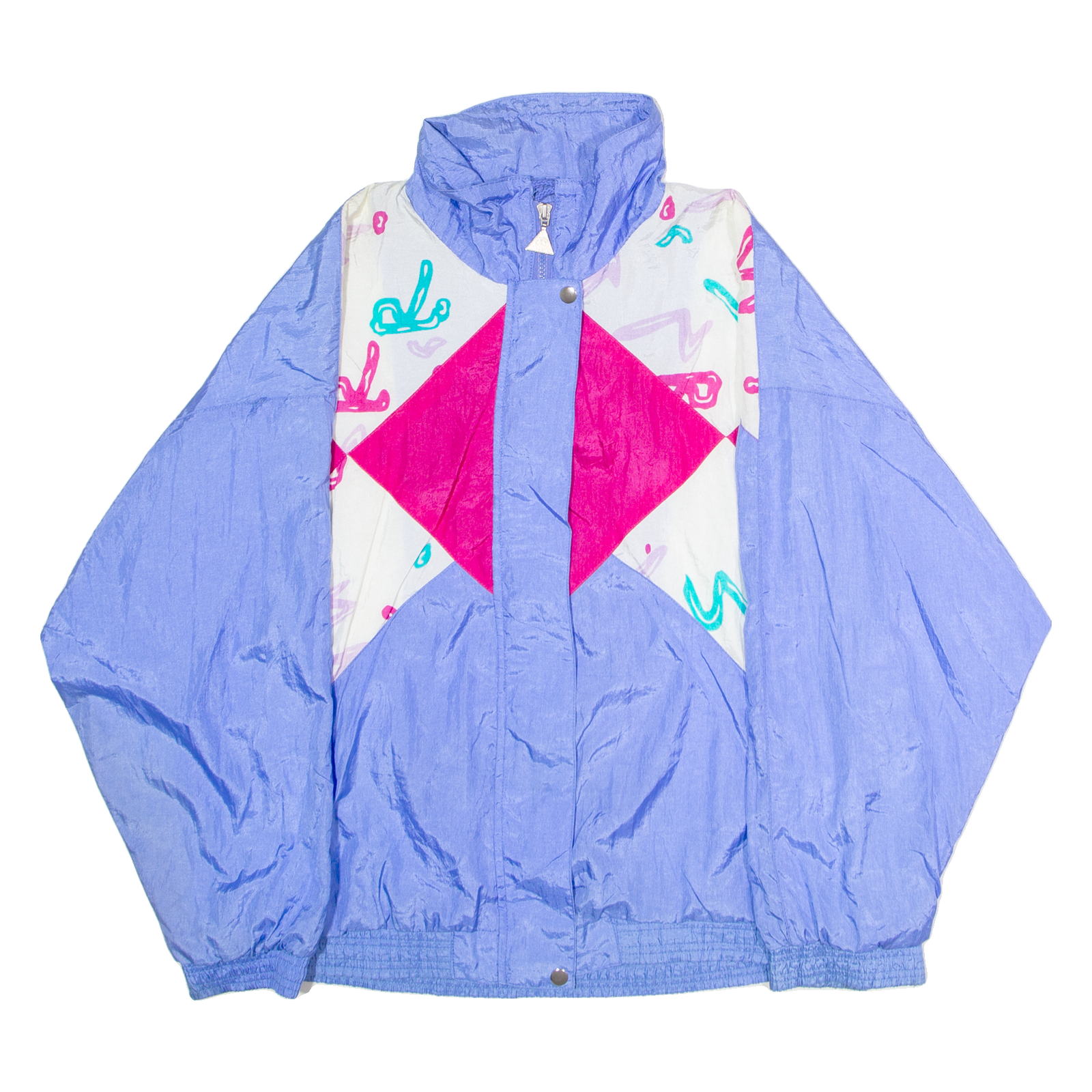 CASUAL ISLE Womens Shell Jacket Blue Nylon 90s Crazy Pattern L Refurbished - N/A refurbished available on Cerqular