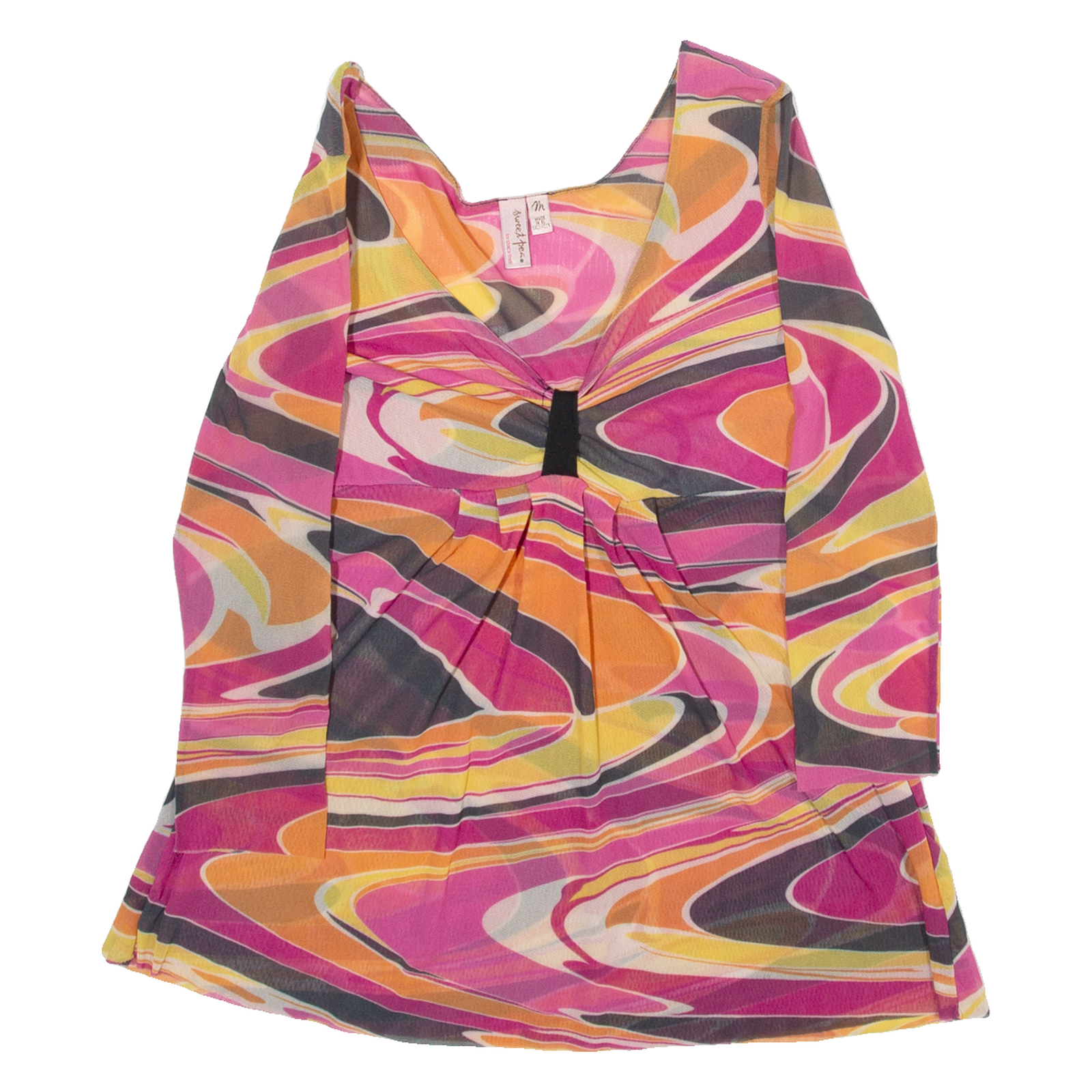 Womens Blouse Top Pink V-Neck Long Sleeve Crazy Pattern XXS Refurbished - N/A refurbished available on Cerqular