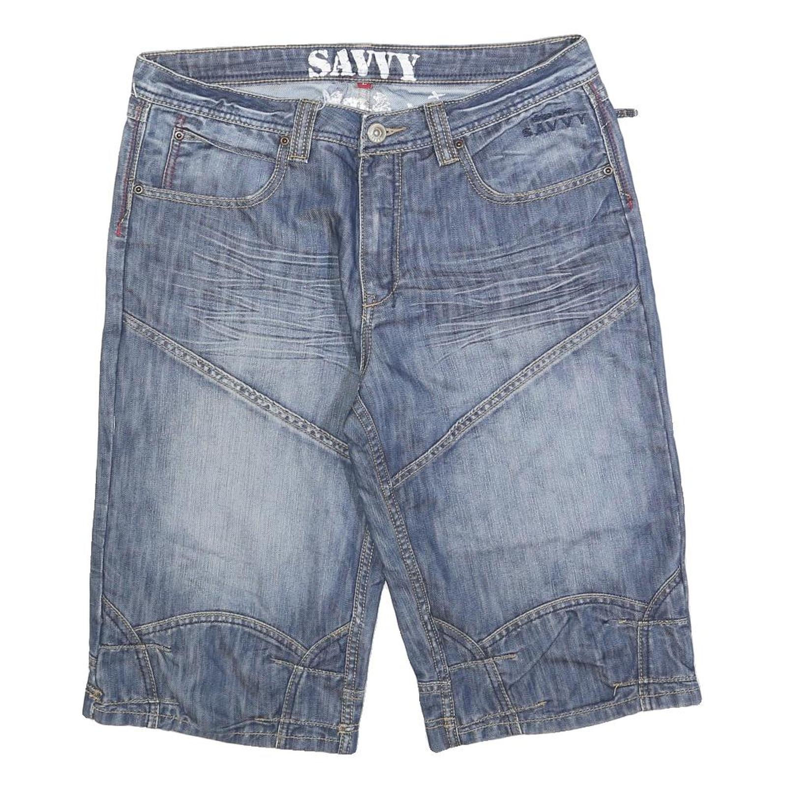 Buy SAVVY Mens Denim Blue Casual Cotton Blend Shorts L W34 Stylish Comfort Fit Refurbished - $18.19 SAVVY Mens Denim Blue Casual Cotton Blend Shorts L W34 Stylish Comfort Fit Refurbished - N/A refurbished available on Cerqular
