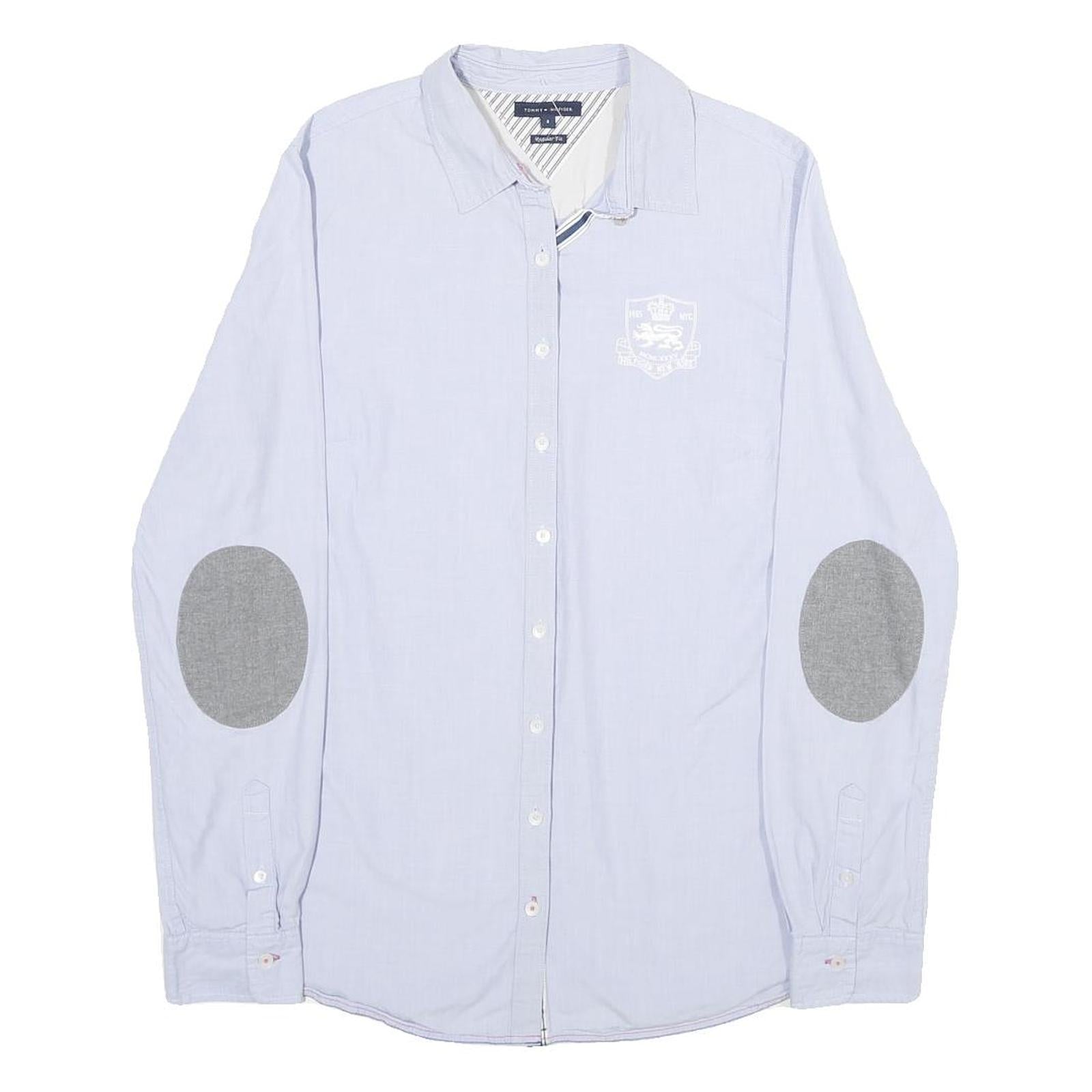 TOMMY HILFIGER Womens Blue Shirt UK 12 Cotton Long Sleeve Button Shirt Grey Refurbished - N/A refurbished available on Cerqular