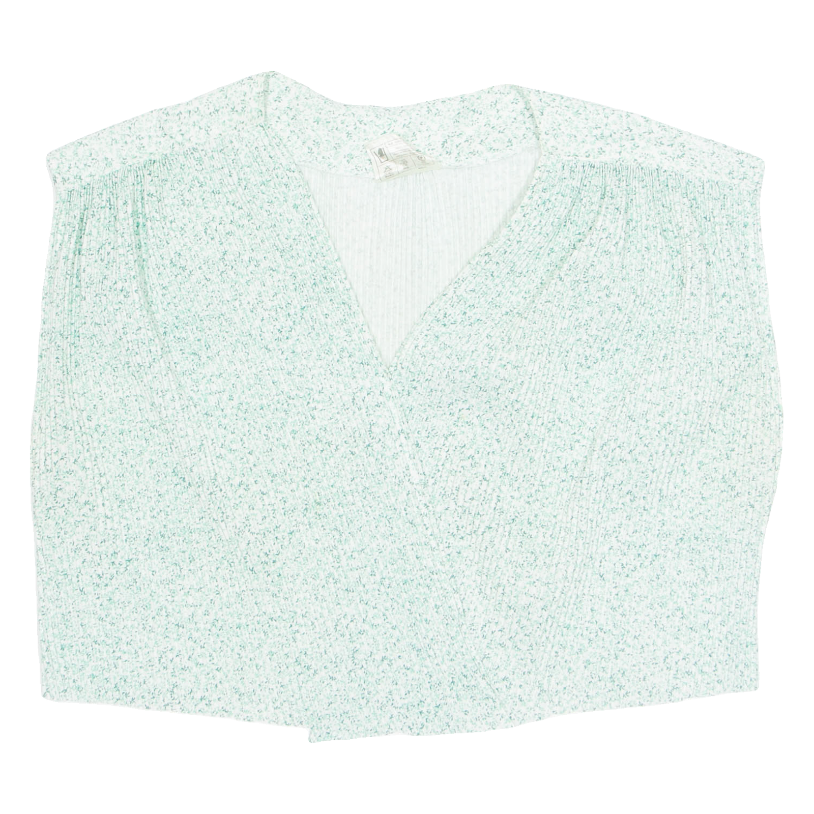 Womens Cropped Vest Green V-Neck Sleeveless Floral L Refurbished - N/A refurbished available on Cerqular