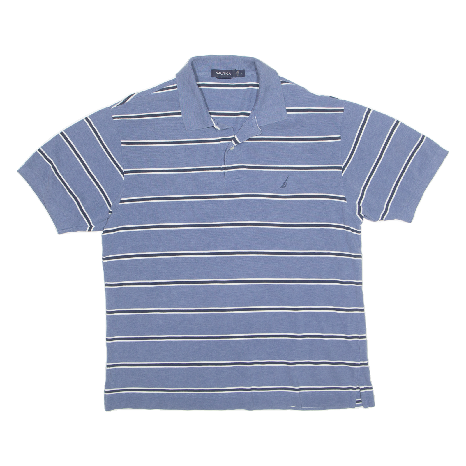 NAUTICA Mens Polo Shirt Blue Striped L Refurbished - N/A refurbished available on Cerqular