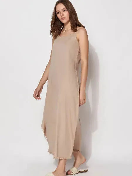 Gaia Fringed Dress | Size: 34 | Color: Cocoa Refurbished - N/A (Anjum Khan is a personal name, not a brand refurbished available on Cerqular