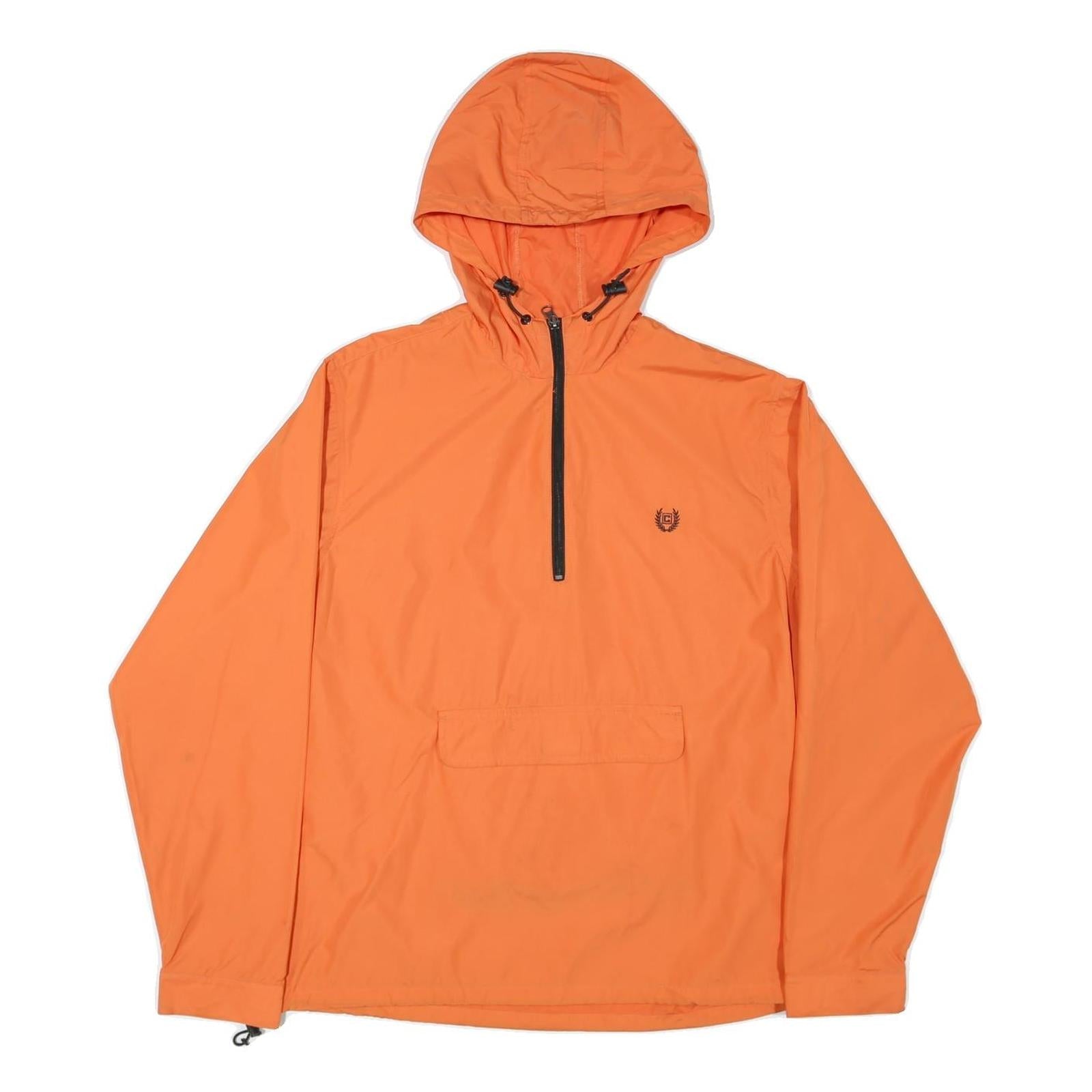 CHAPS Womens Orange Nylon Hooded Jacket M Windbreaker Half Zip Casual Refurbished - N/A refurbished available on Cerqular