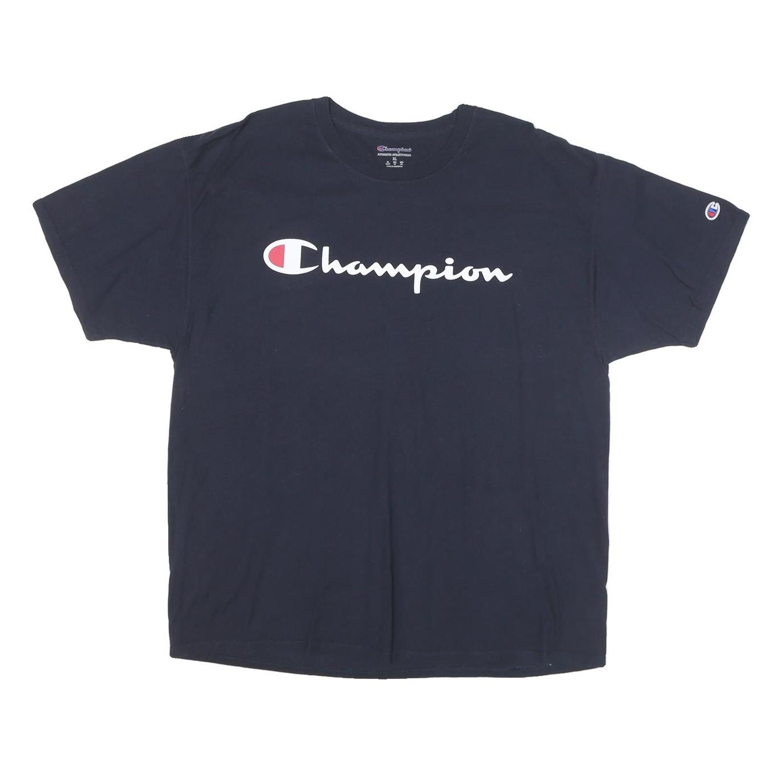 CHAMPION Mens Black Graphic T-Shirt XL Short Sleeve Crew Neck Cotton Blend Refurbished - N/A refurbished available on Cerqular