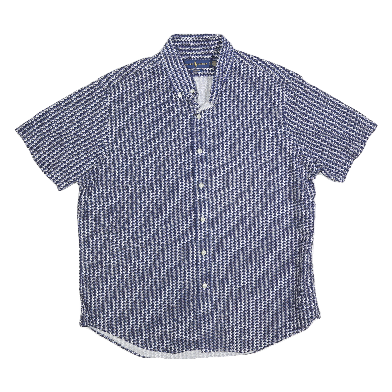 RALPH LAUREN Mens Blue Patterned Short Sleeve Shirt L Cotton Casual Summer Refurbished - N/A refurbished available on Cerqular