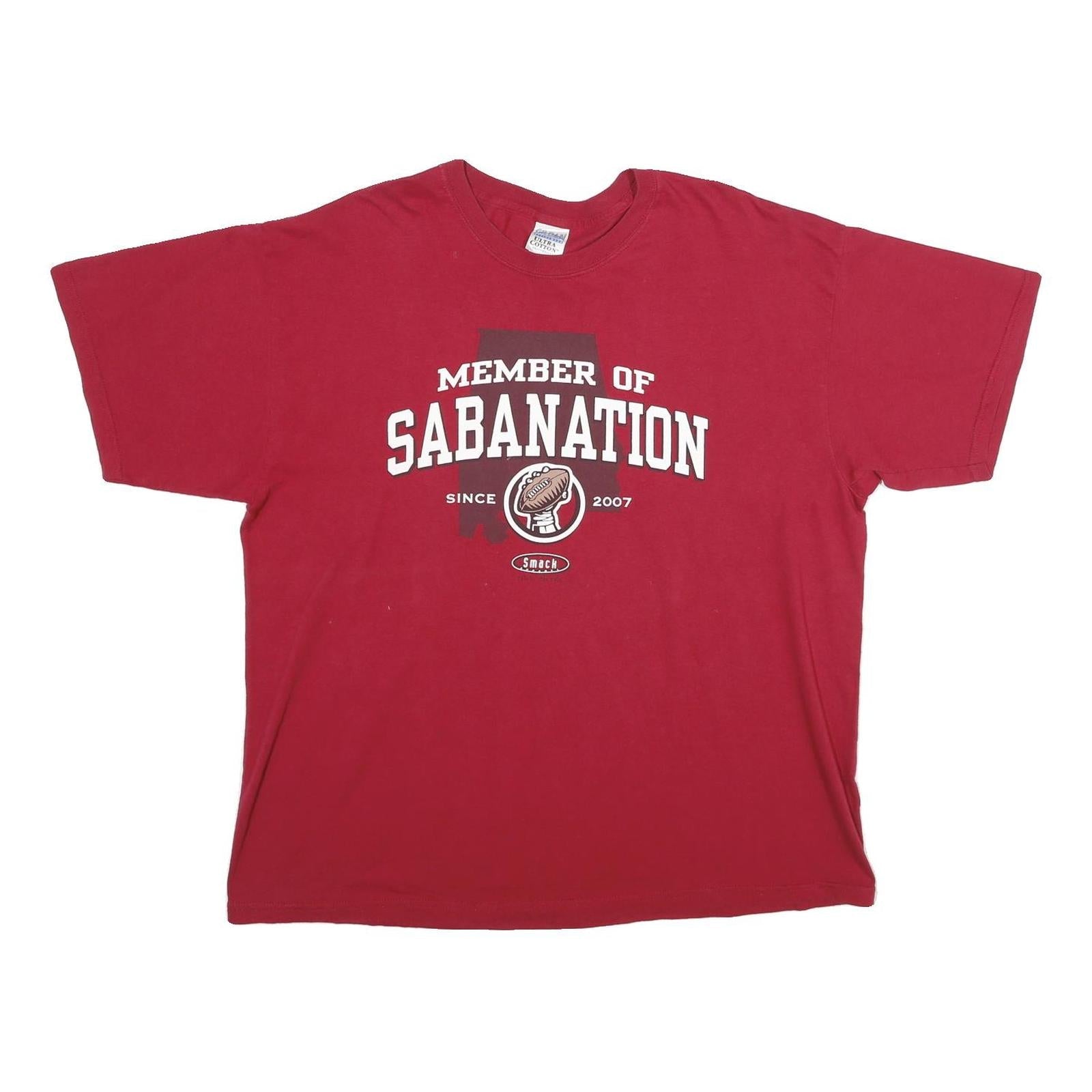 GILDAN Mens Red Member of Sabanation Graphic T-Shirt 2XL Short Sleeve Crew Neck Refurbished - N/A refurbished available on Cerqular