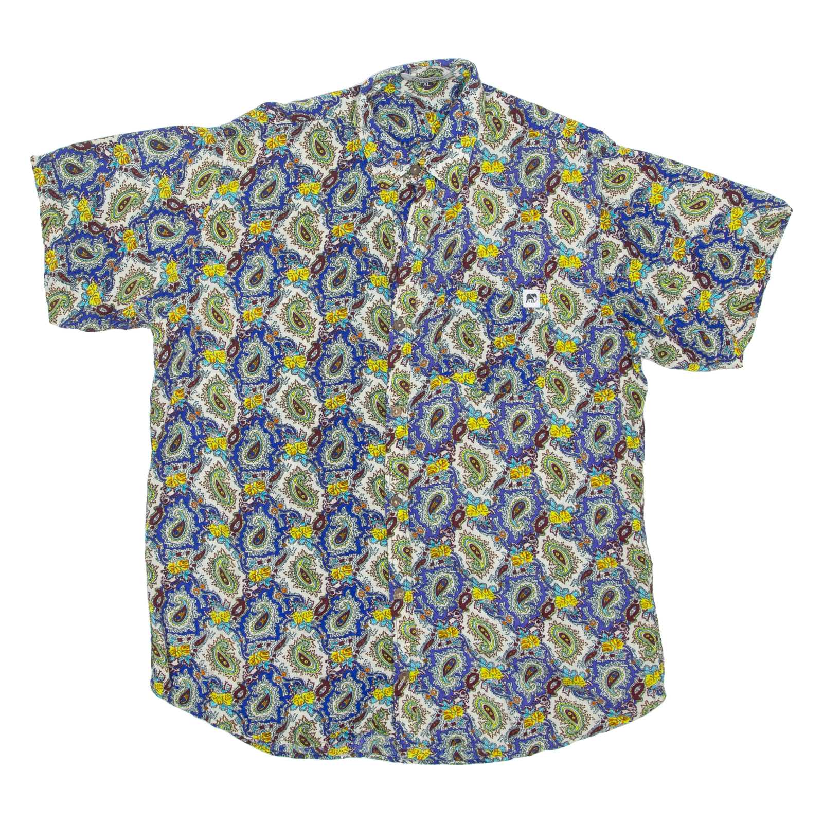 PARADISE Mens Shirt Blue Viscose Paisley XL Refurbished - N/A refurbished available on Cerqular