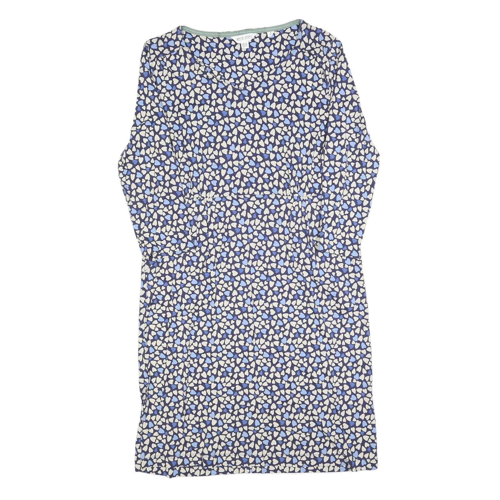 WHITE STUFF Womens Blue & Cream Floral Day Woven Knee Length Dress UK 12 Refurbished - N/A refurbished available on Cerqular