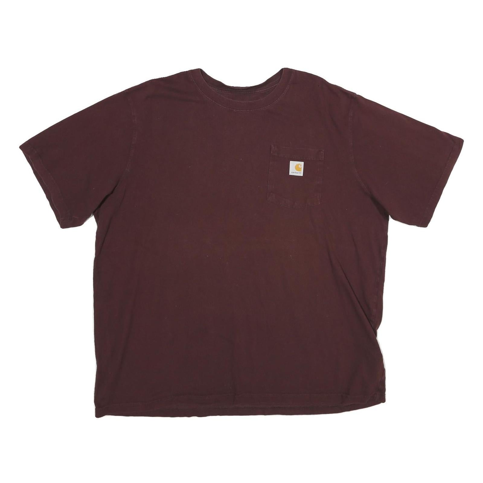 CARHARTT Mens Maroon Pocket T-Shirt 2XL Short Sleeve Crew Neck Cotton Workwear Refurbished - N/A refurbished available on Cerqular