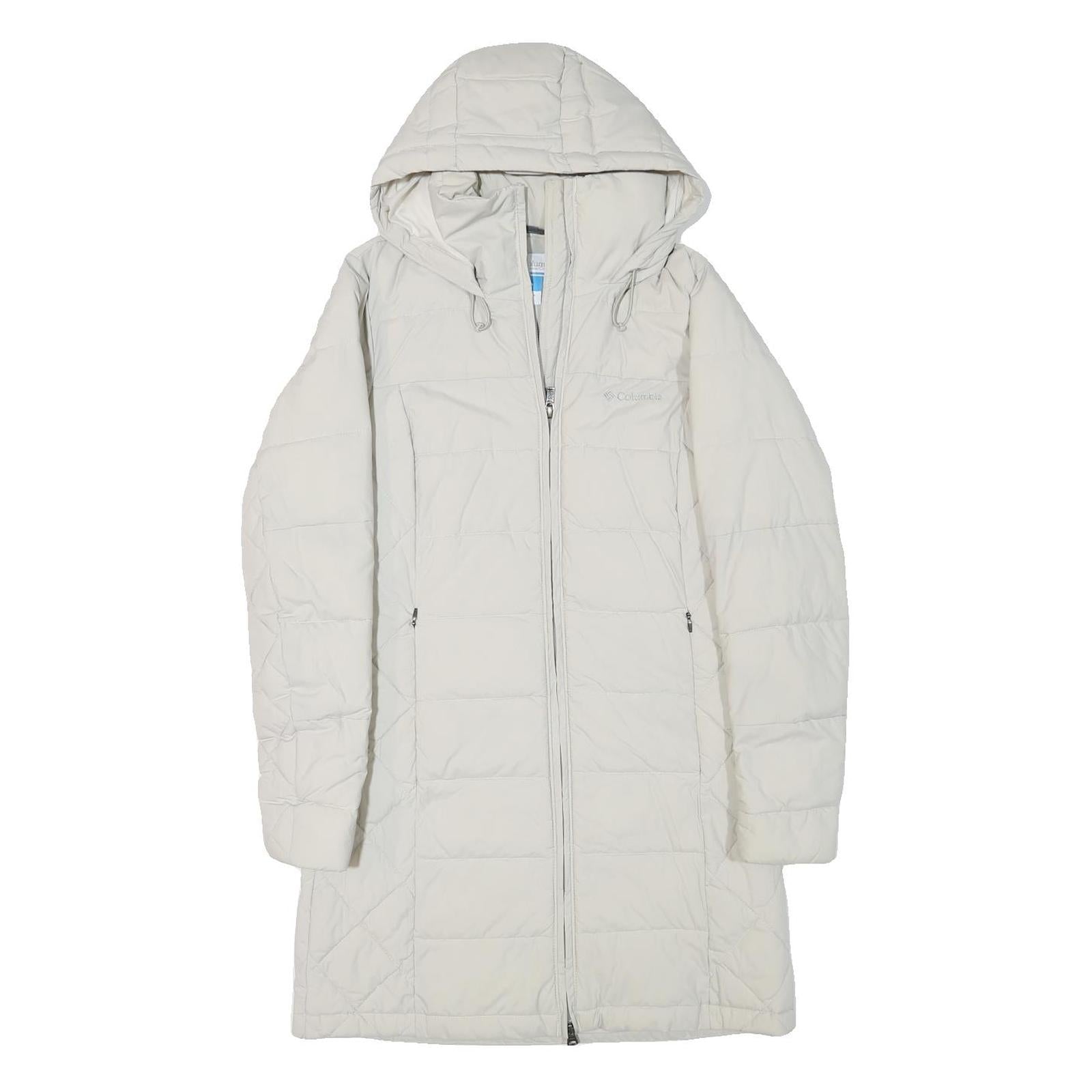 COLUMBIA Womens White Hooded Quilted Jacket S Polyester Blend Long Sleeve Zip Refurbished - N/A refurbished available on Cerqular