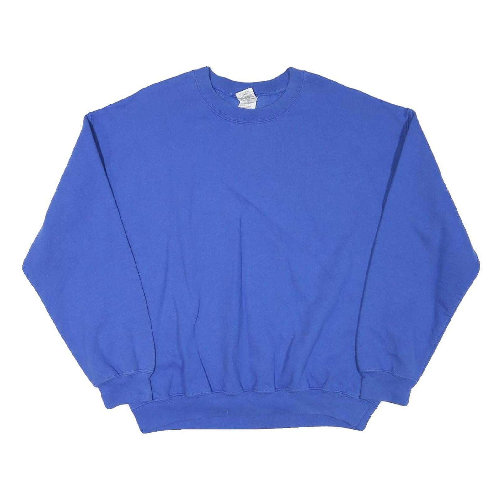 GILDAN Mens Blue Crew Neck L Sweatshirt Cotton Blend Comfortable Classic Refurbished - N/A refurbished available on Cerqular