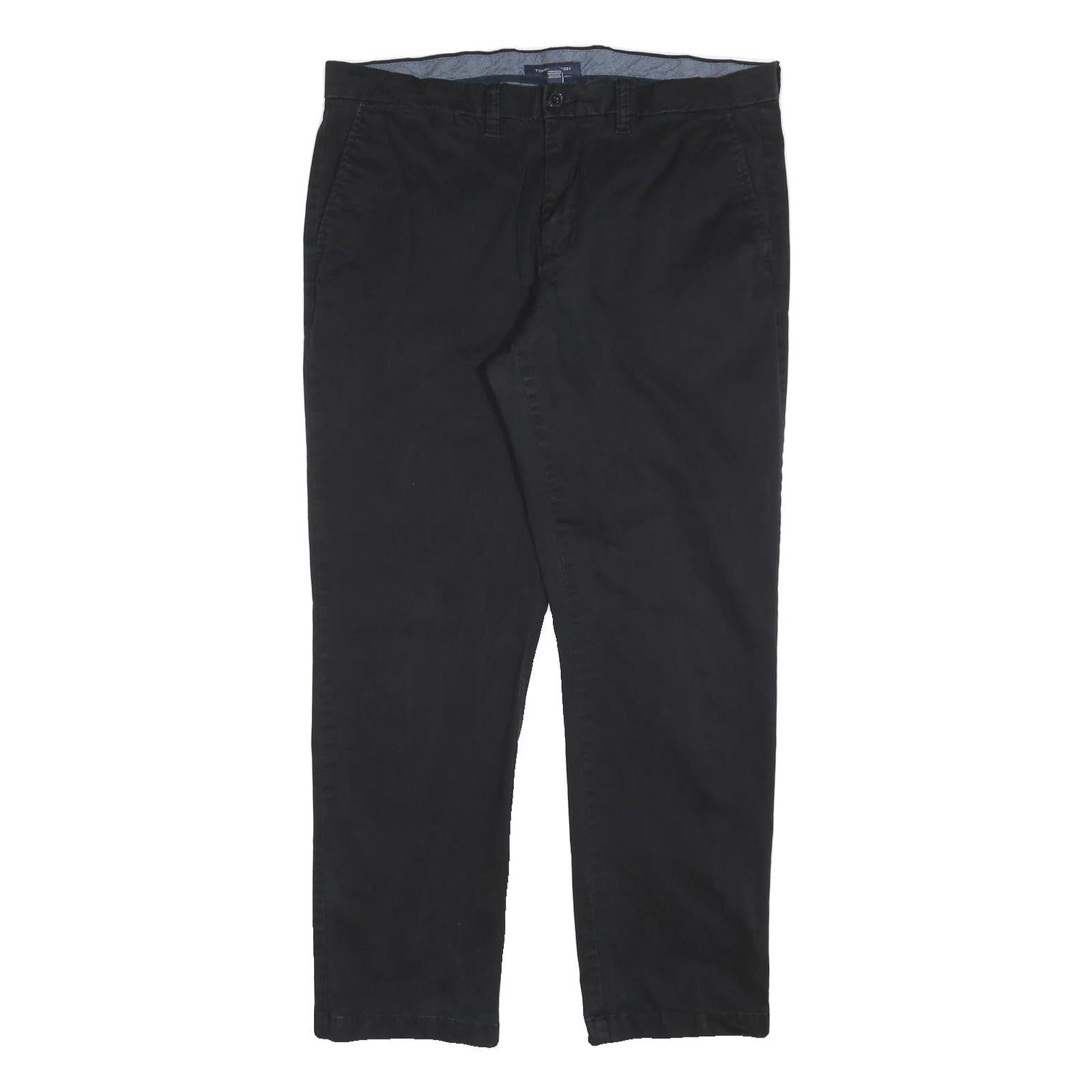 TOMMY HILFIGER Mens Cotton Blend Black Regular Straight Trousers W36 L32 Classic Refurbished - N/A refurbished available on Cerqular