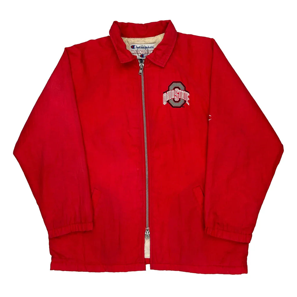 Ohio State Champion Graphic Windbreaker - XL Red Nylon Refurbished - Thrifted (note: this is a term often used to describe second- refurbished available on Cerqular