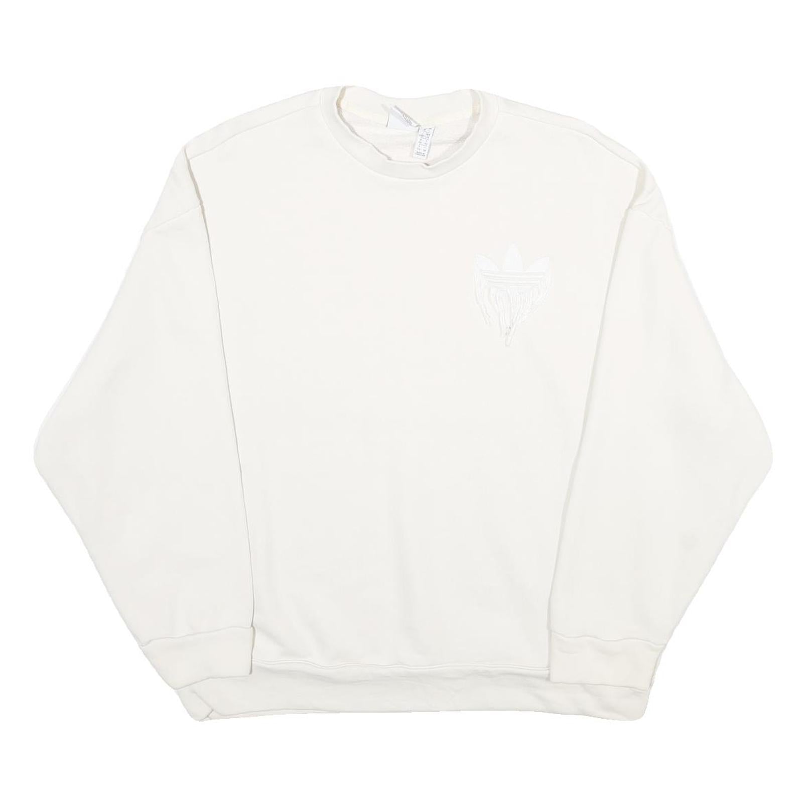 ADIDAS Womens White Sweatshirt Crew Neck UK 18 Cotton Pullover Classic Fit Refurbished - N/A refurbished available on Cerqular