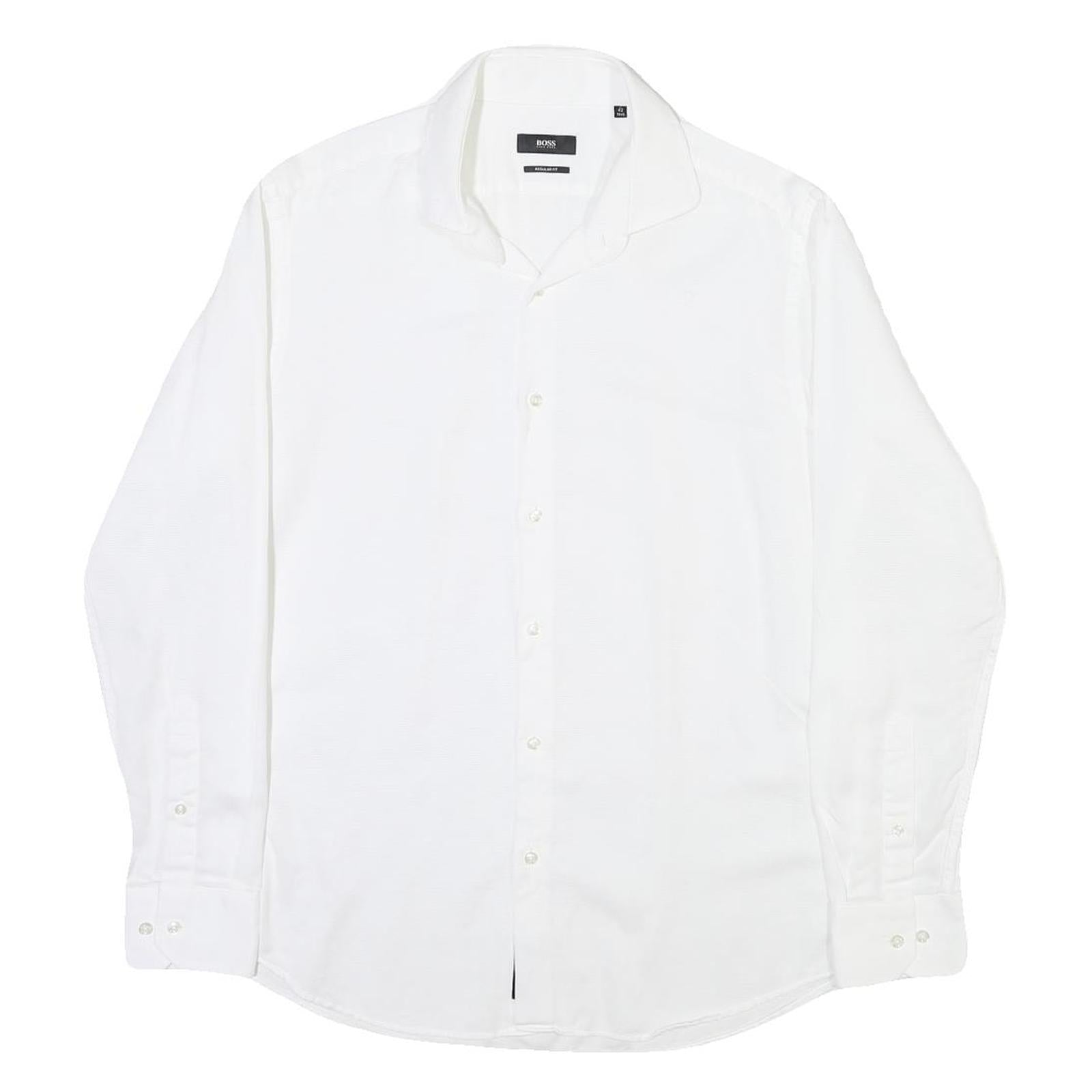 BOSS Mens White Shirt M Cotton Blend Classic Fit Button Down Collar Long Sleeve Refurbished - N/A refurbished available on Cerqular
