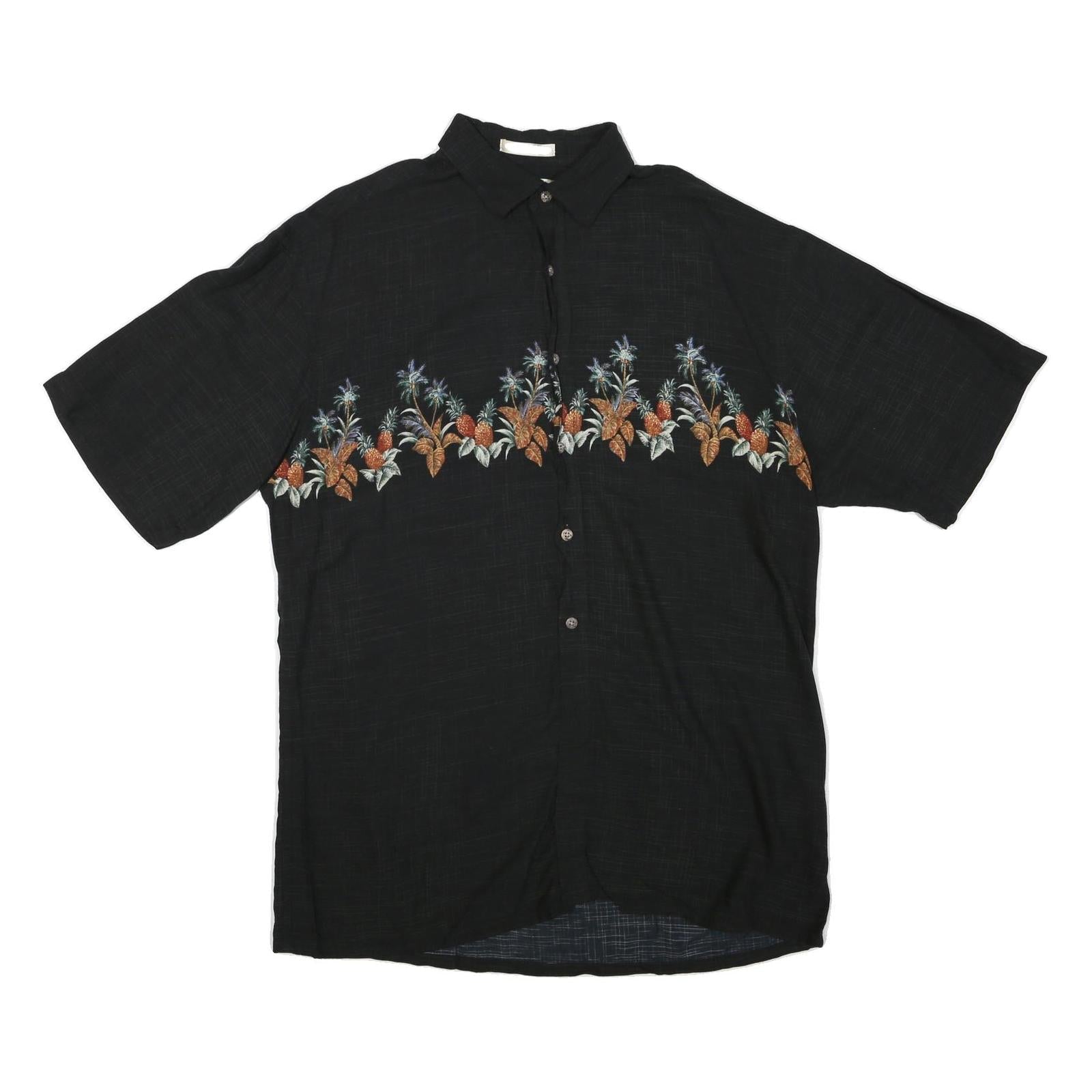 CAMPIA Mens Black Hawaiian Shirt L Cotton Blend Pineapple Print Summer Refurbished - N/A refurbished available on Cerqular