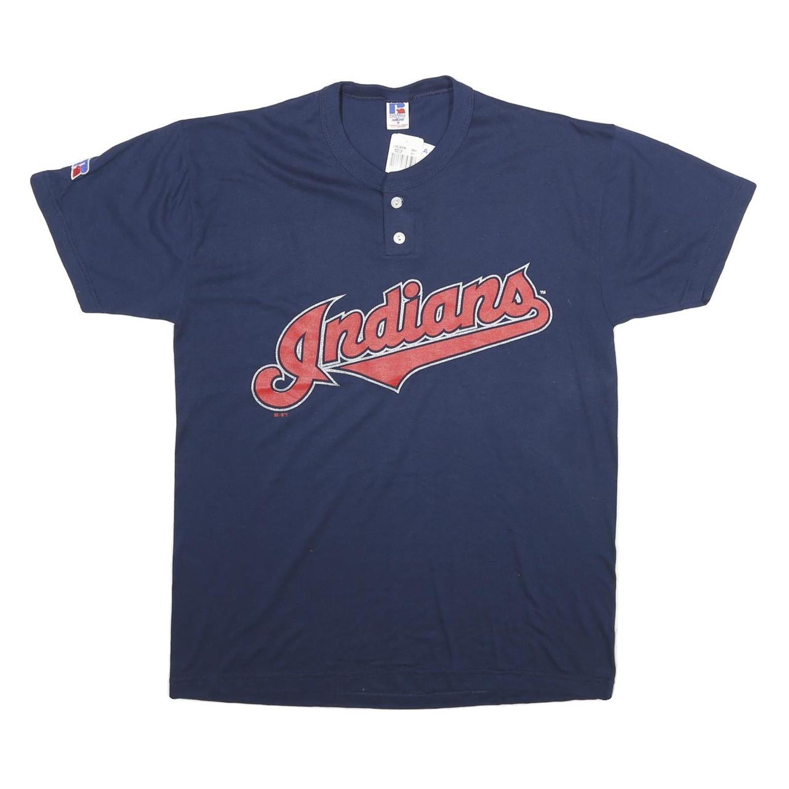 RUSSELL ATHLETIC Mens Navy Blue Indians Graphic T-Shirt M Short Sleeve Crew Neck Refurbished - N/A refurbished available on Cerqular