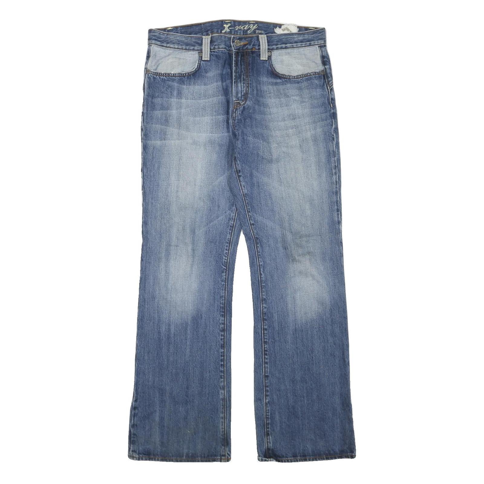 X-RAY JEANS Womens Blue Regular Fit Straight Denim Medium W36 L34 Cotton Blend Refurbished - N/A refurbished available on Cerqular