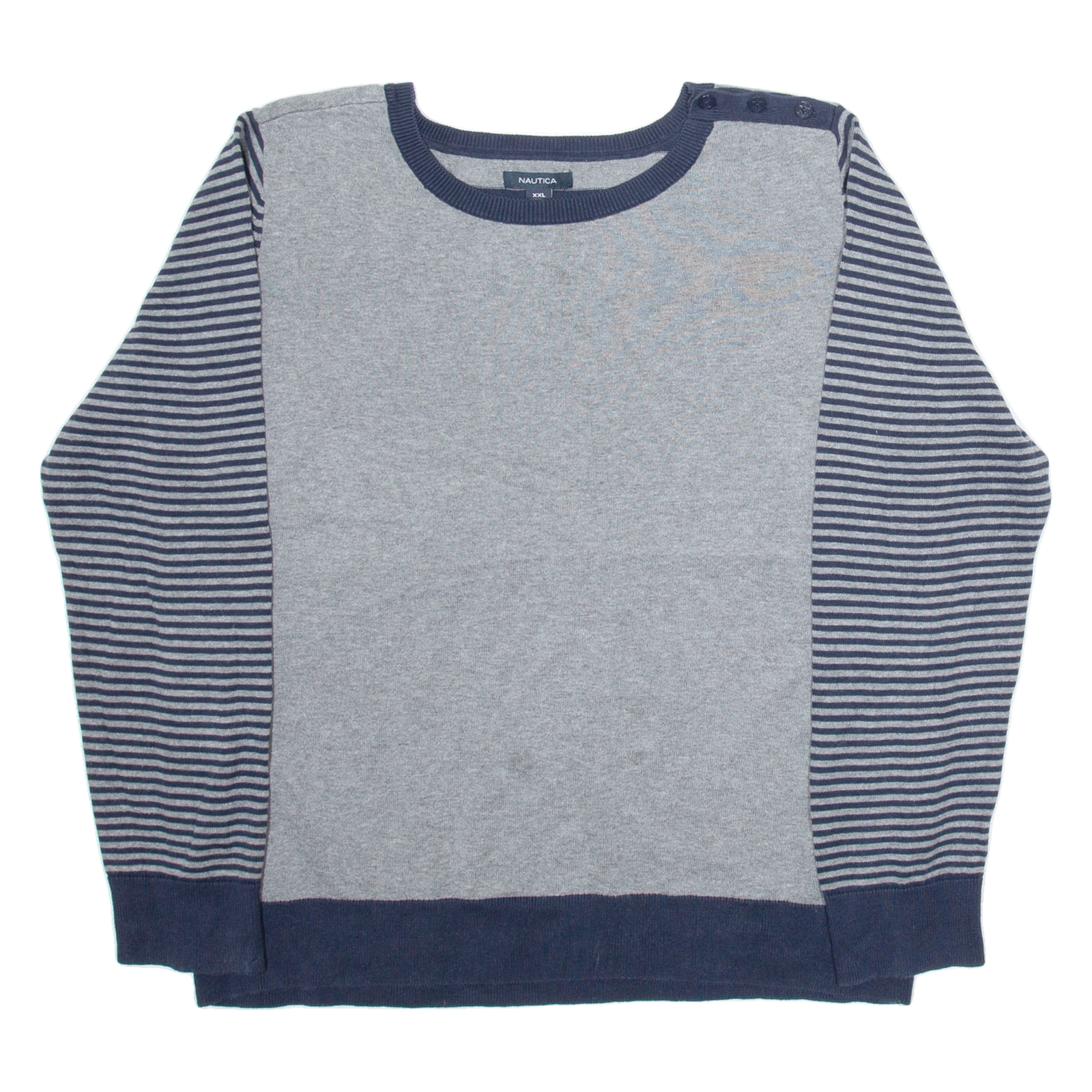 NAUTICA Mens Jumper Grey Striped Tight Knit 2XL Refurbished - N/A refurbished available on Cerqular