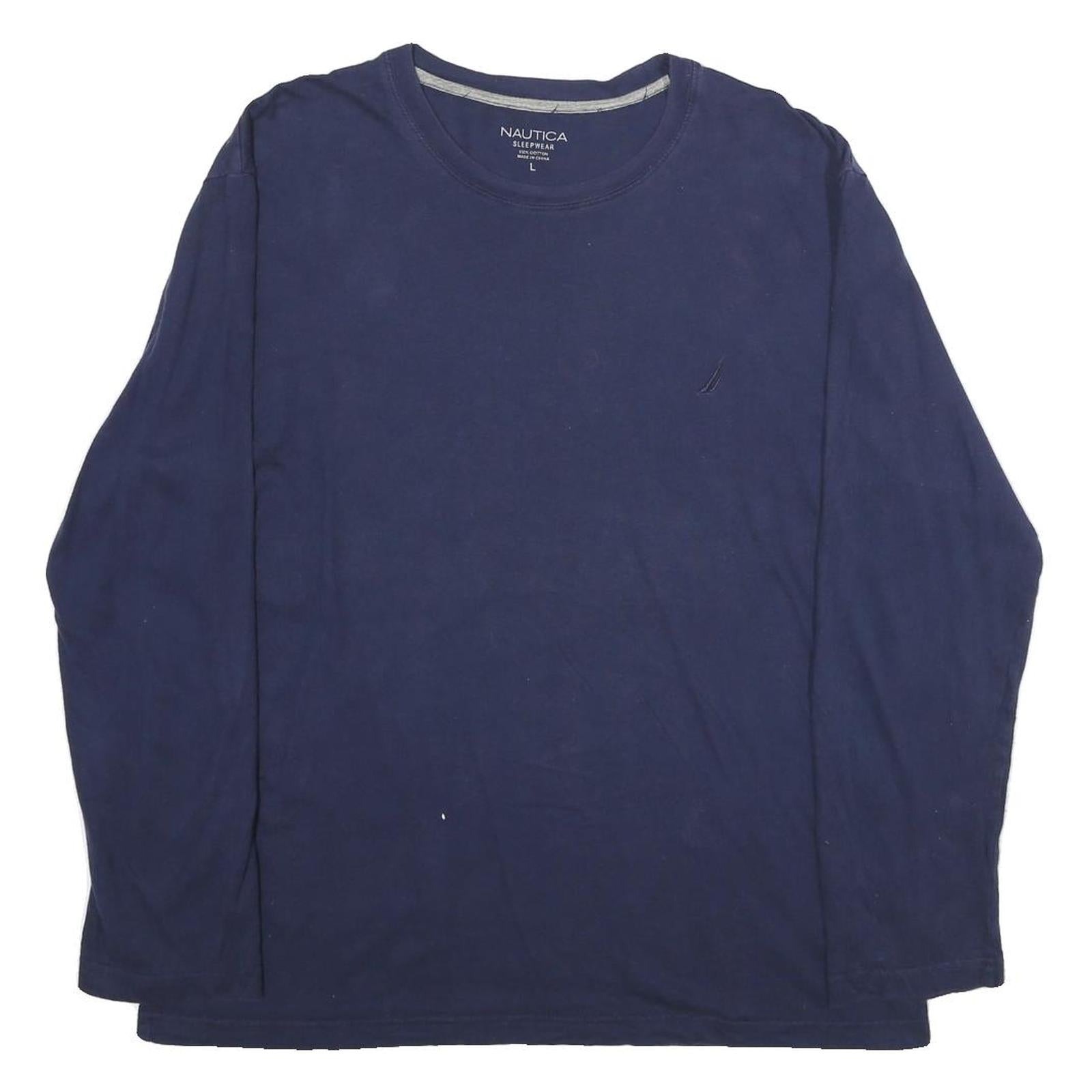 NAUTICA Mens Blue Long Sleeve Crew Neck T-Shirt L Classic Cotton Casual Refurbished - N/A refurbished available on Cerqular