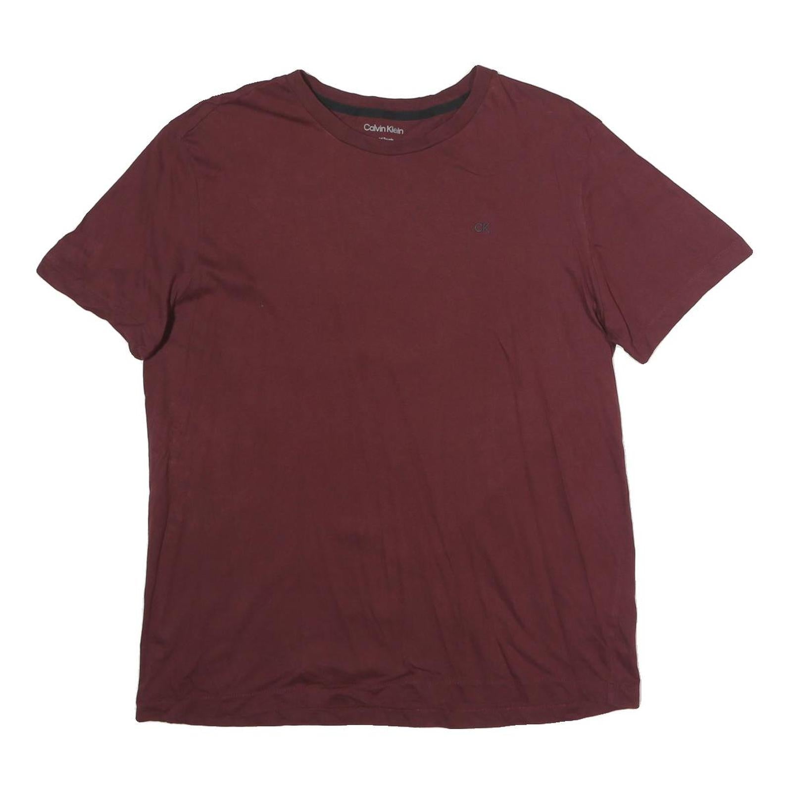 CALVIN KLEIN Mens Maroon L Short Sleeve Crew Neck Graphic T-Shirt Cotton Refurbished - N/A refurbished available on Cerqular