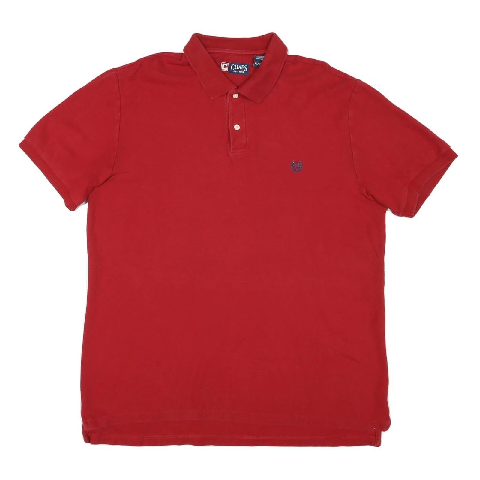 CHAPS Mens Red Short Sleeve Plain XL Polo Shirt Cotton Blend Classic Refurbished - N/A refurbished available on Cerqular