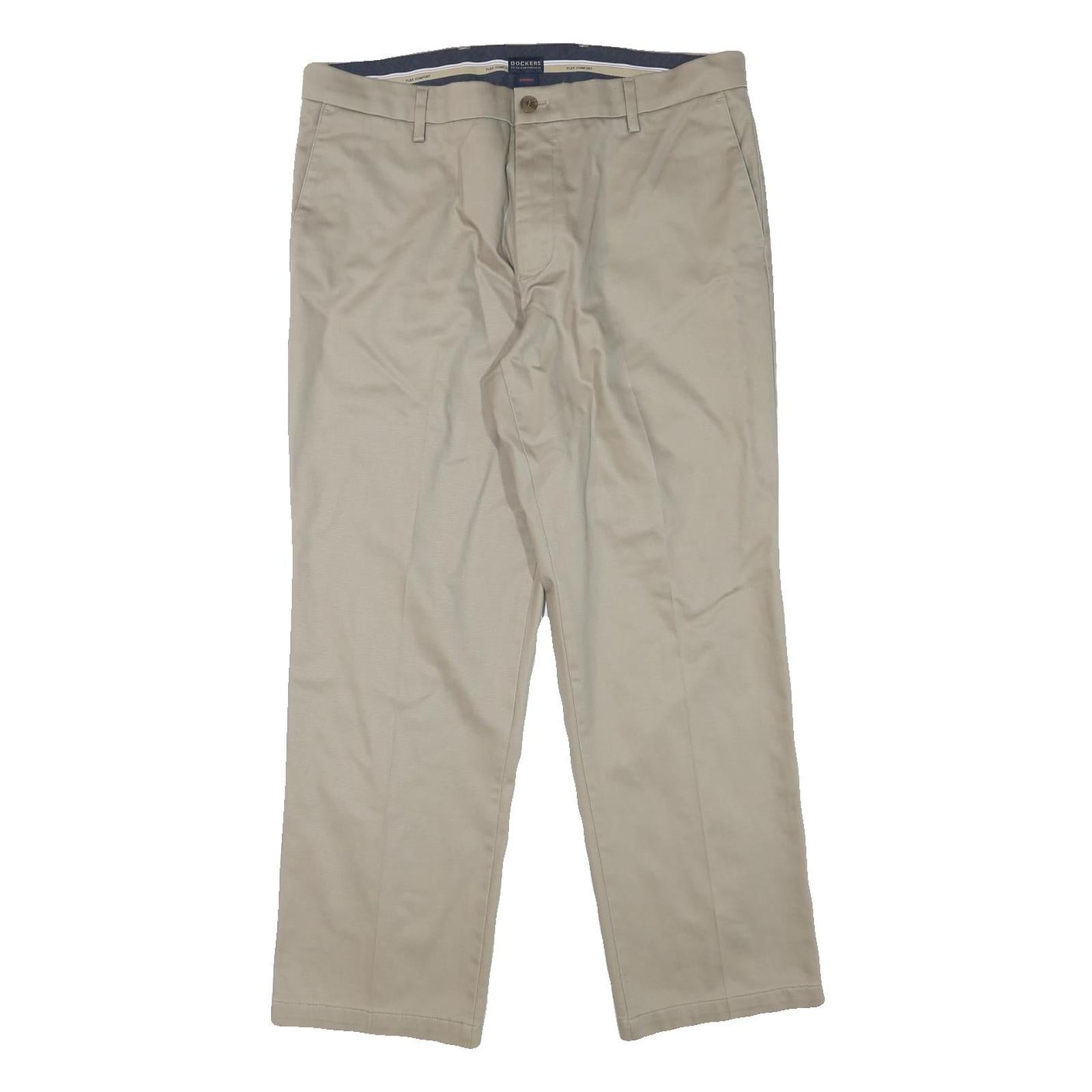 DOCKERS Mens Regular Beige Cotton Blend Trousers W36 L29 Classic Zip Closure Refurbished - N/A refurbished available on Cerqular