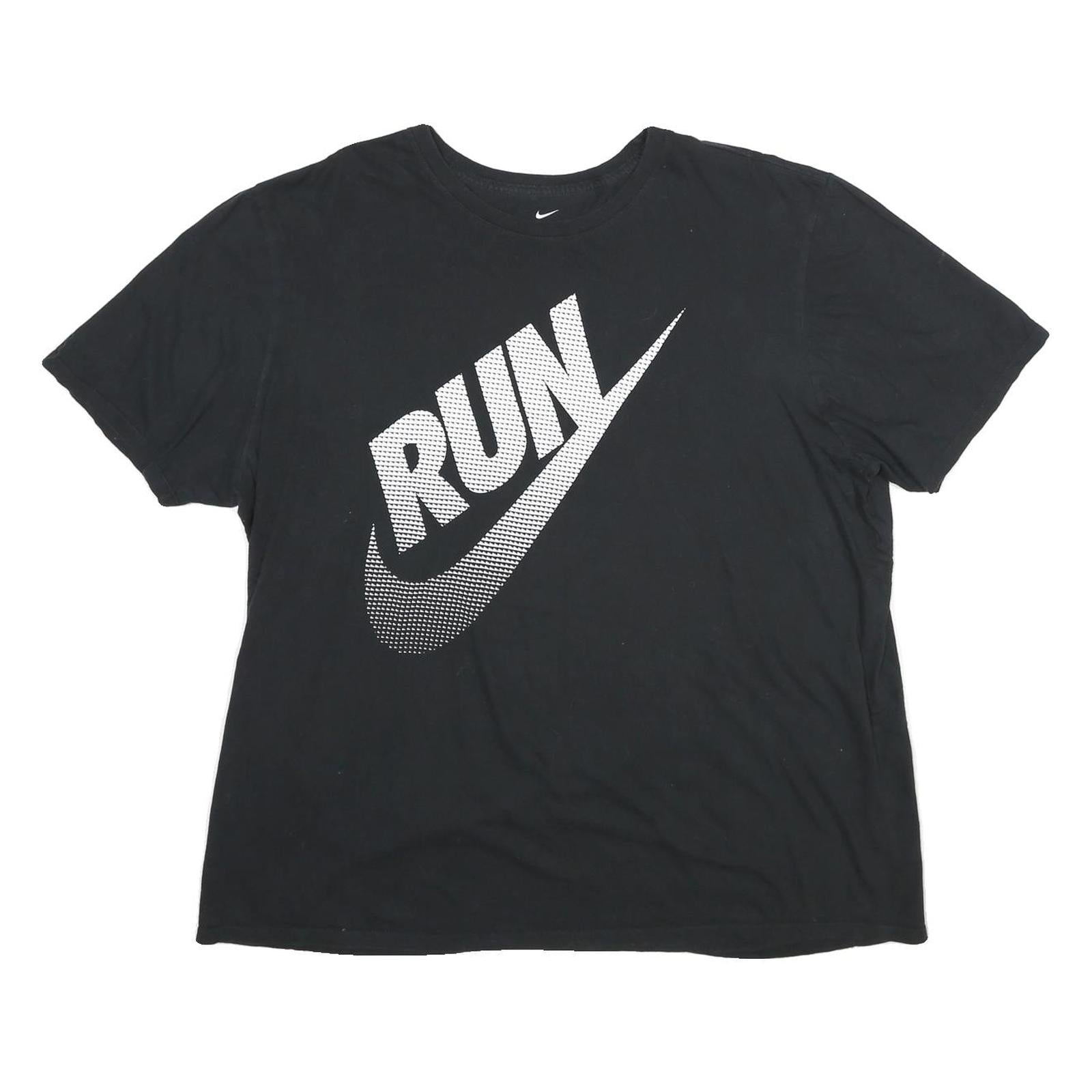 NIKE Mens Black RUN Graphic T-Shirt 2XL Short Sleeve Crew Neck Casual Cotton Refurbished - N/A refurbished available on Cerqular