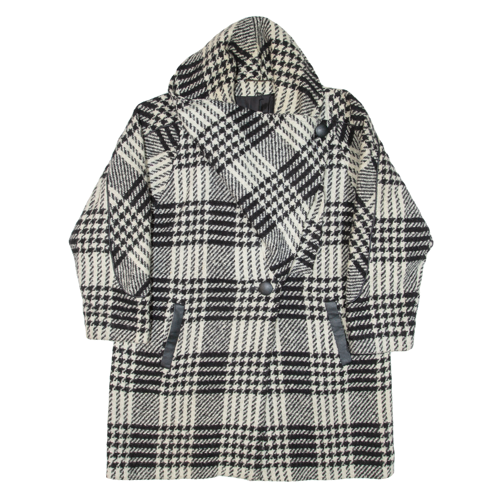 CIRSTEIN Womens Overcoat Coat White Knit Wool Check L Refurbished - N/A refurbished available on Cerqular