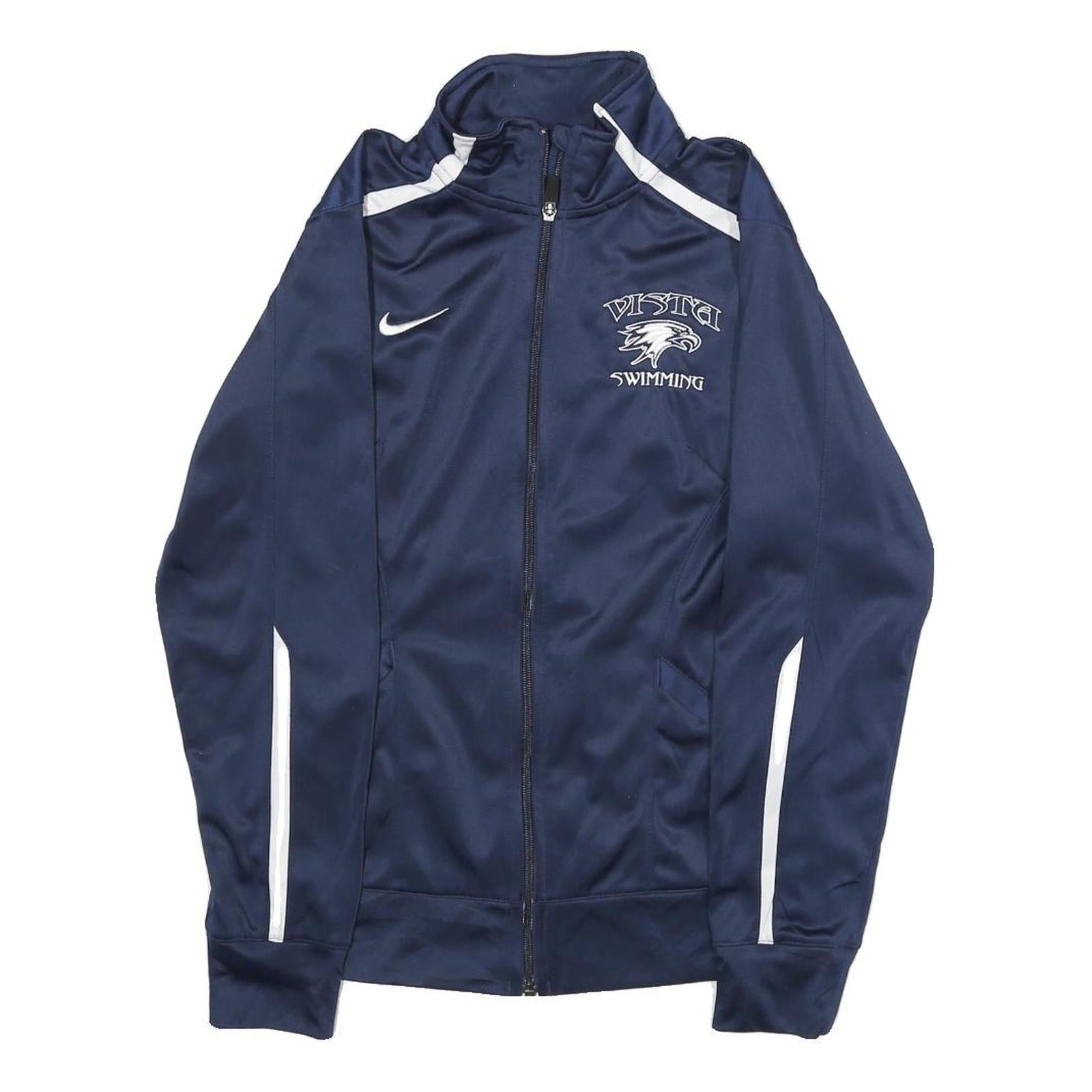 NIKE Womens Navy Blue & White Vista Swimming Track Jacket S Polyester Zip Refurbished - N/A refurbished available on Cerqular