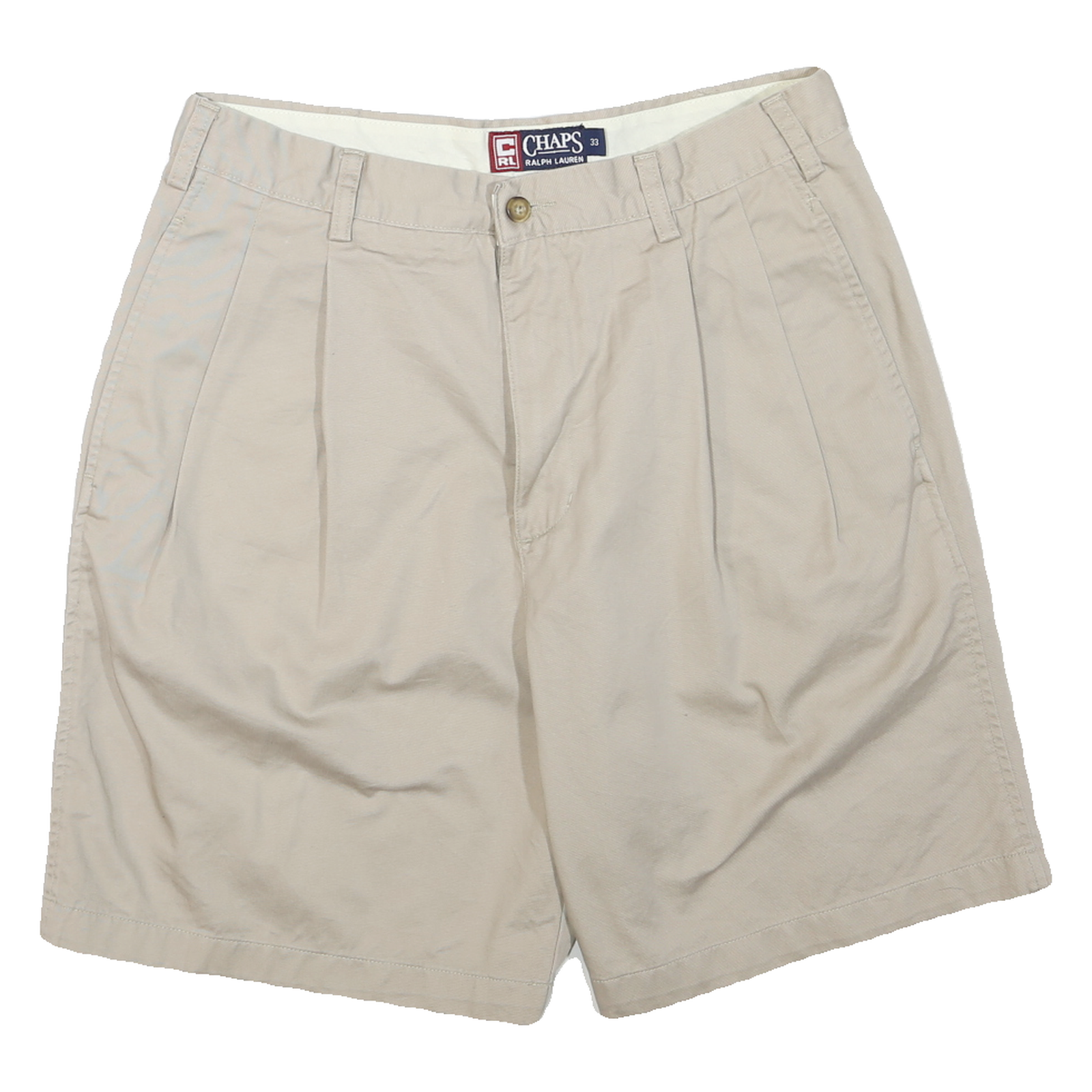 CHAPS Mens Beige Casual Cotton Blend Shorts M W33 Comfortable Summer Fit Refurbished - N/A refurbished available on Cerqular