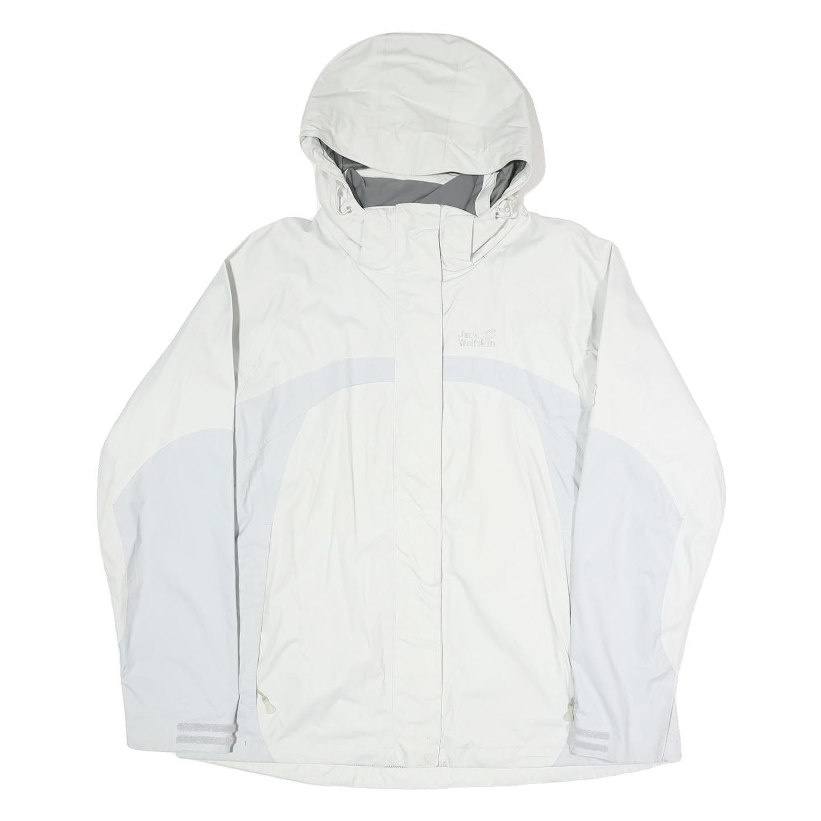 JACK WOLFSKIN Womens White & Light Grey Outdoor Jacket XL Polyester Blend Zip Refurbished - N/A refurbished available on Cerqular