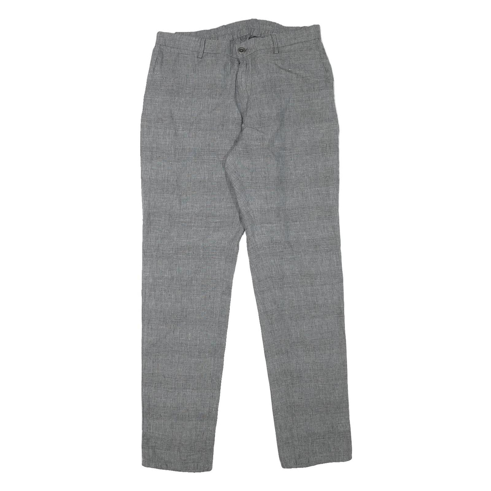 MASSIMO DUTTI Mens Linen Blend Grey Slim Straight Trousers W32 L31 Smart Fashion Refurbished - N/A refurbished available on Cerqular