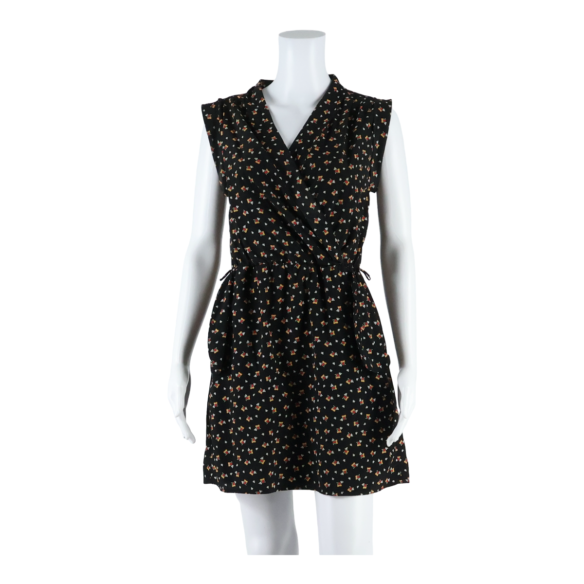 LOUCHE Owls Womens Wrap Dress Black Short Sleeve Short UK 8 Refurbished - N/A refurbished available on Cerqular