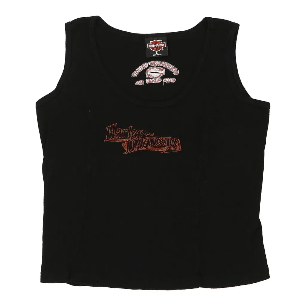 Villa Ridge MO Harley Davidson Top - Large Black Cotton | Size: large Refurbished - Thrifted (note: this is a term often used to describe second- refurbished available on Cerqular