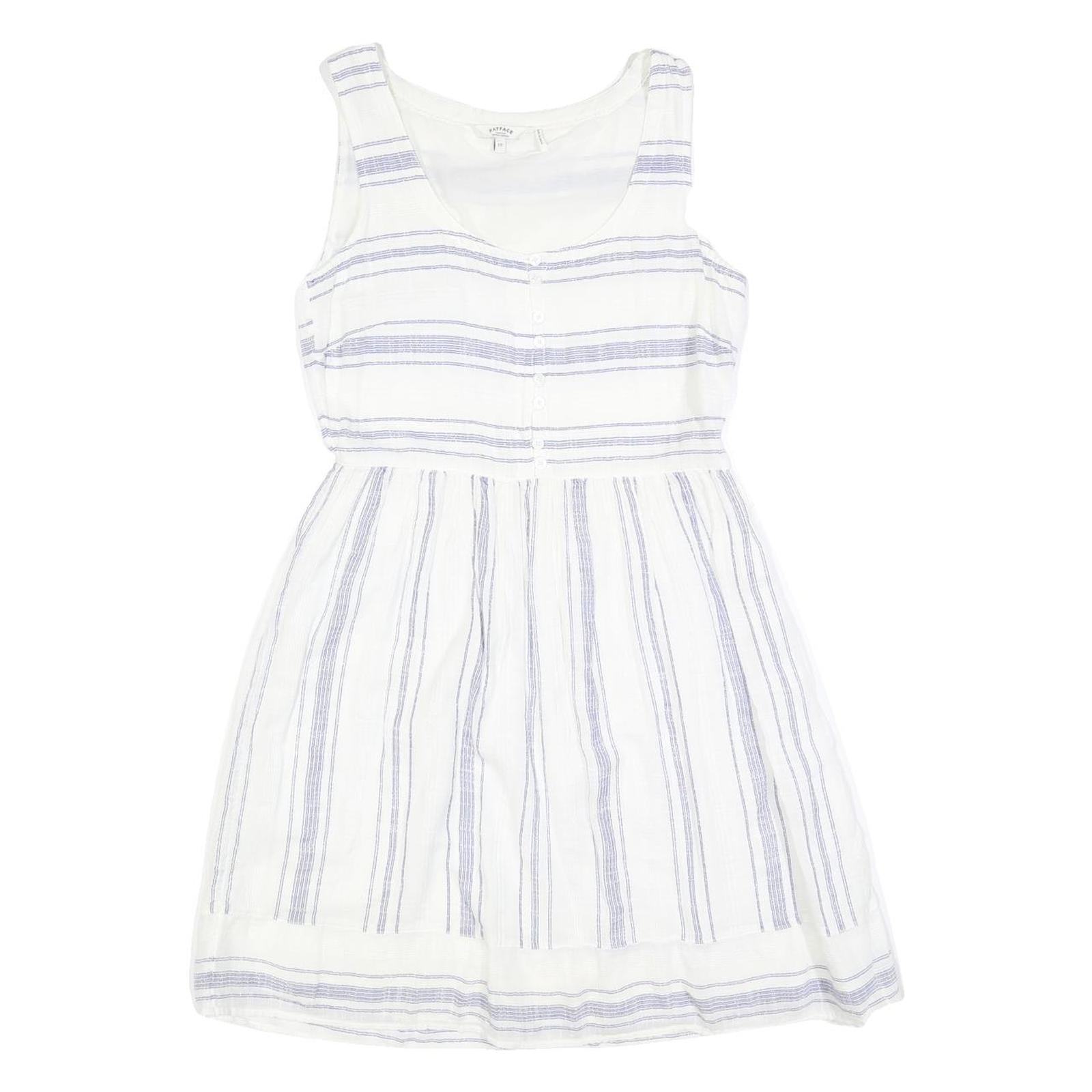FAT FACE Womens White & Blue Striped Day Cotton Blend Sleeveless Knee Length Refurbished - N/A refurbished available on Cerqular