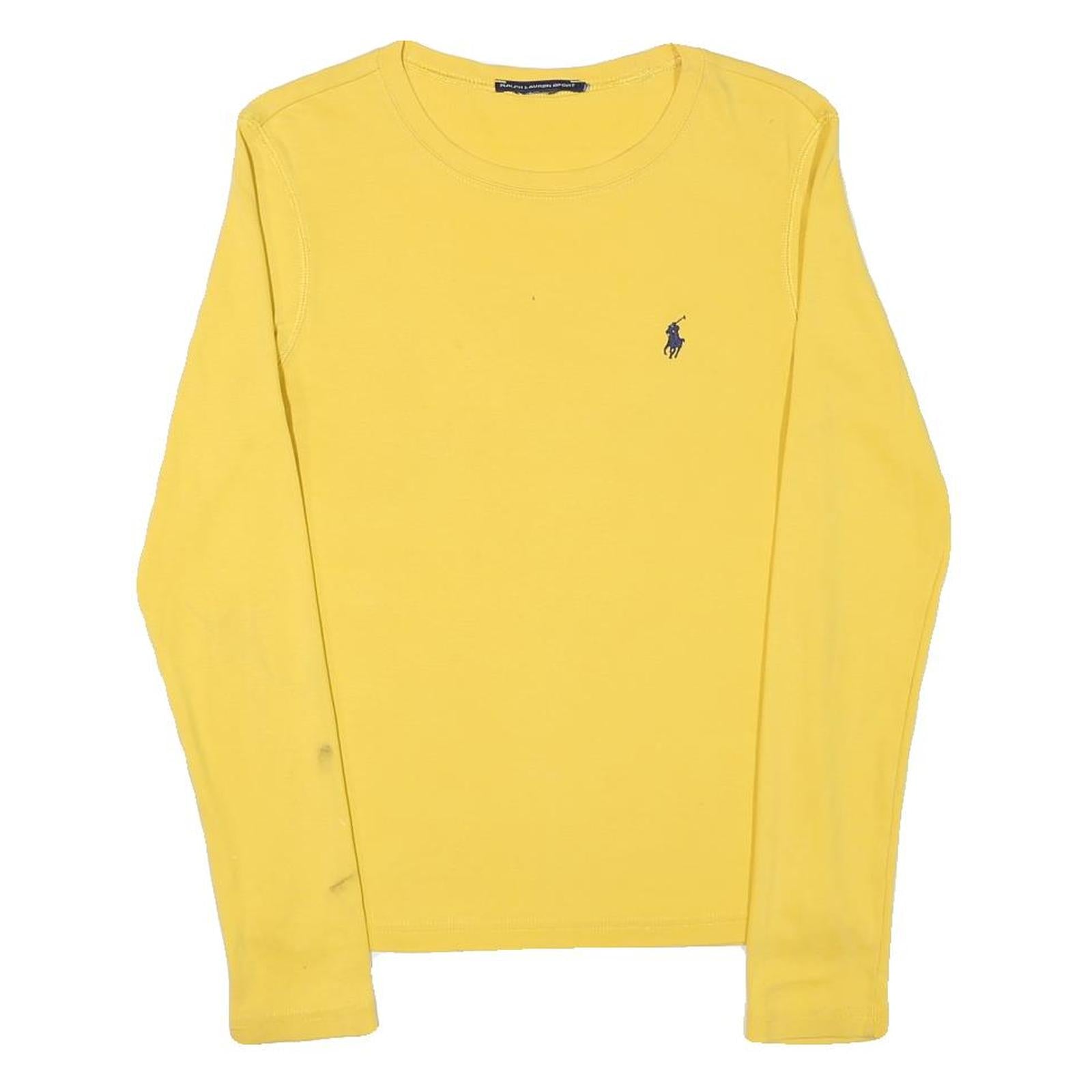 RALPH LAUREN SPORT Mens Yellow S Long Sleeve Crew Neck Logo Embroidered Refurbished - N/A refurbished available on Cerqular