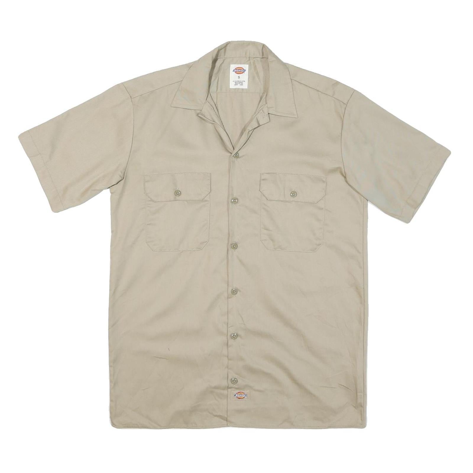 DICKIES Mens Beige Work Shirt S Cotton Blend Short Sleeve Button Pockets Refurbished - N/A refurbished available on Cerqular
