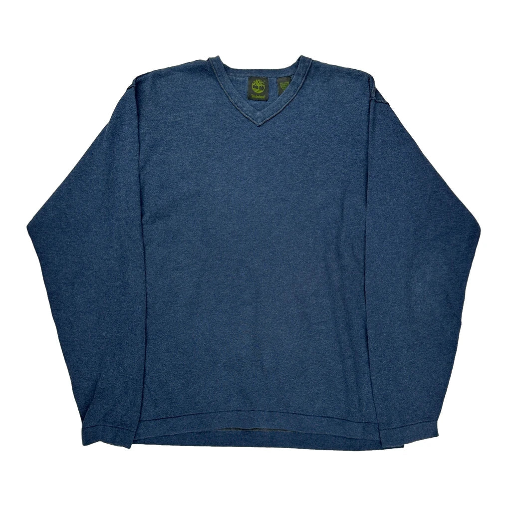 Timberland V-Neck Jumper - XL Blue Cotton Refurbished - Thrifted (note: this is a term often used to describe second- refurbished available on Cerqular