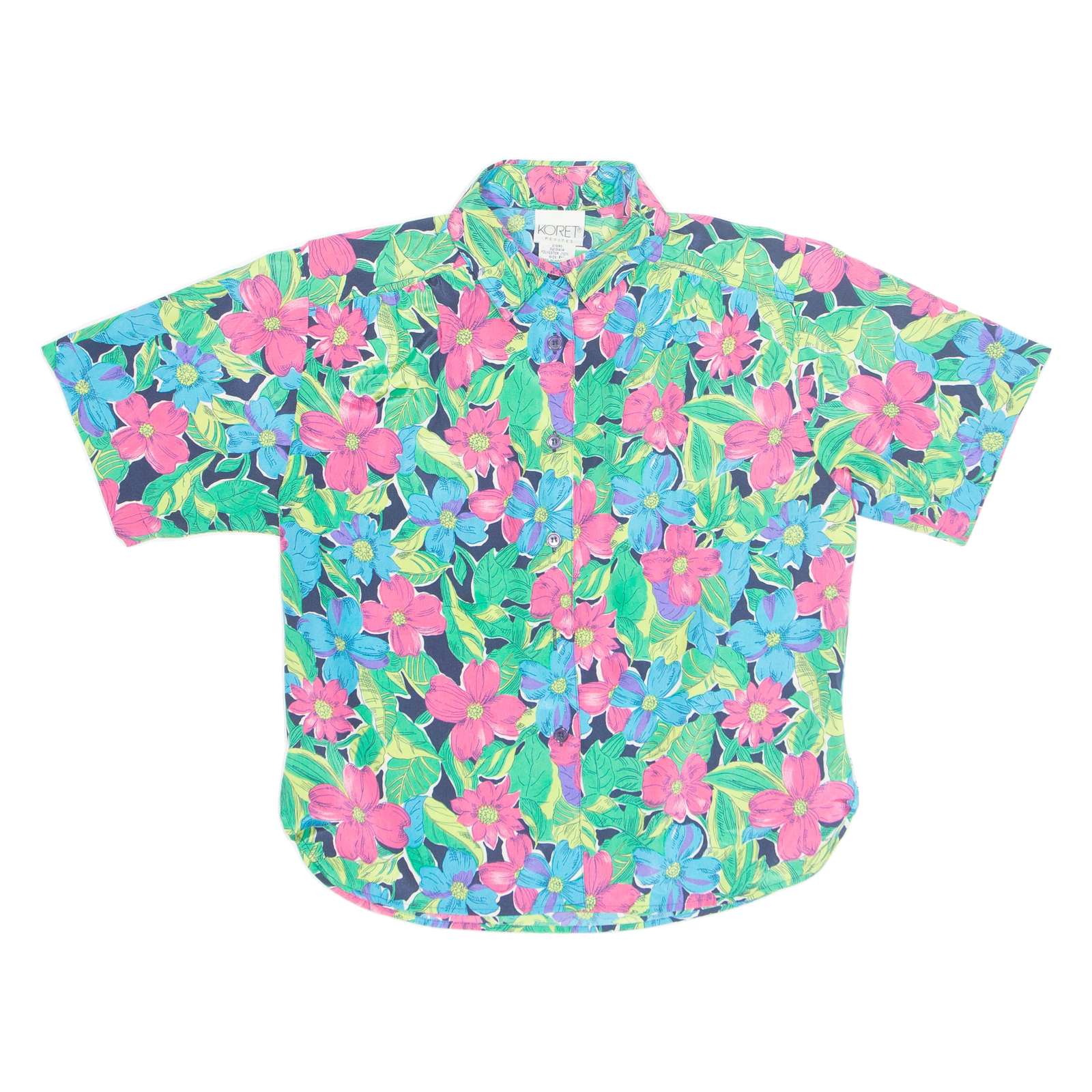 KORET Womens Printed Shirt Blue Collared Floral S Refurbished - N/A refurbished available on Cerqular
