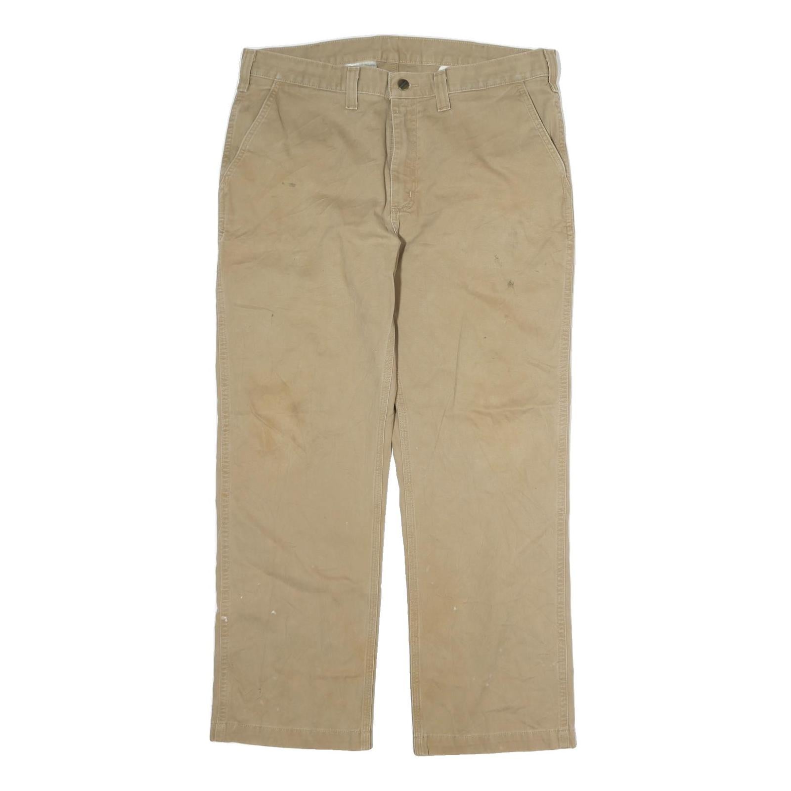 CARHARTT Mens Beige Regular Fit Straight Leg Cotton Trousers W38 L30 Workwear Refurbished - N/A refurbished available on Cerqular