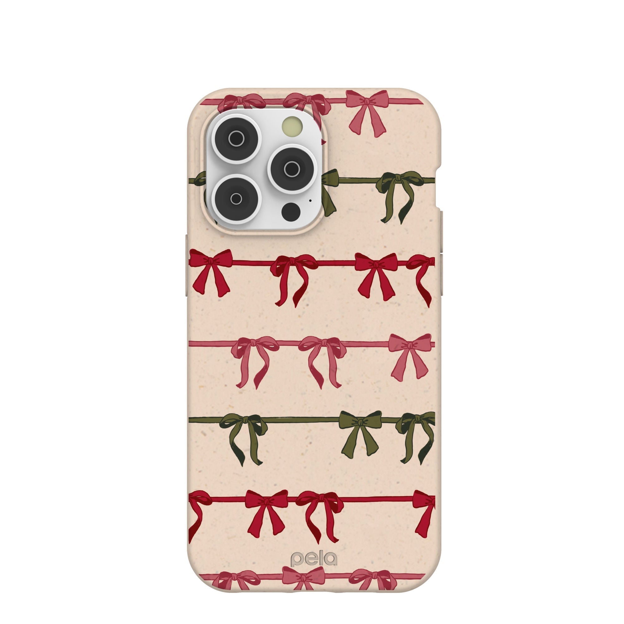 Seashell Holiday Bows iPhone 14 Pro Max Case Refurbished - Pela Case refurbished available on Cerqular