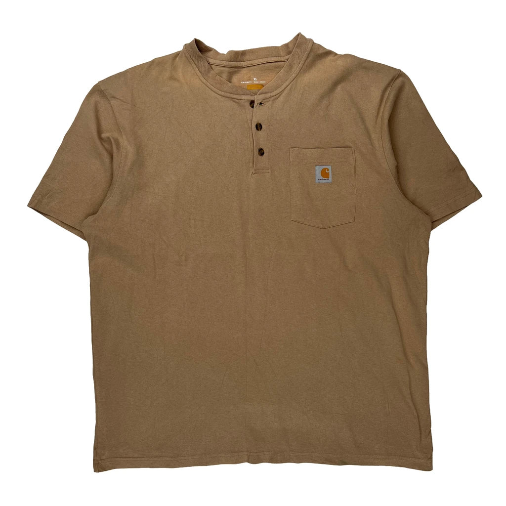 Carhartt T-Shirt - XL Brown Cotton Refurbished - Thrifted (note: this is a term often used to describe second- refurbished available on Cerqular