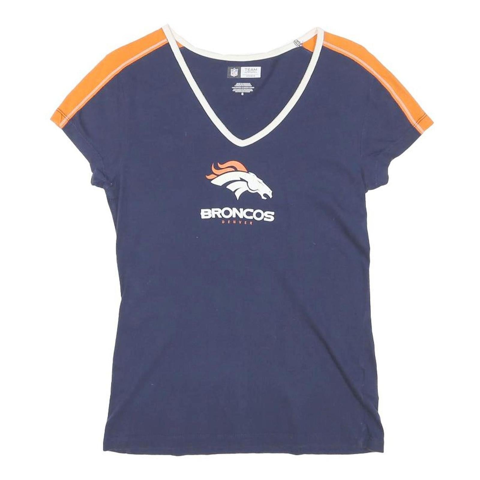 NFL Womens Blue & Orange Denver Broncos V-Neck Short Sleeve S T-Shirt Cotton Refurbished - N/A refurbished available on Cerqular