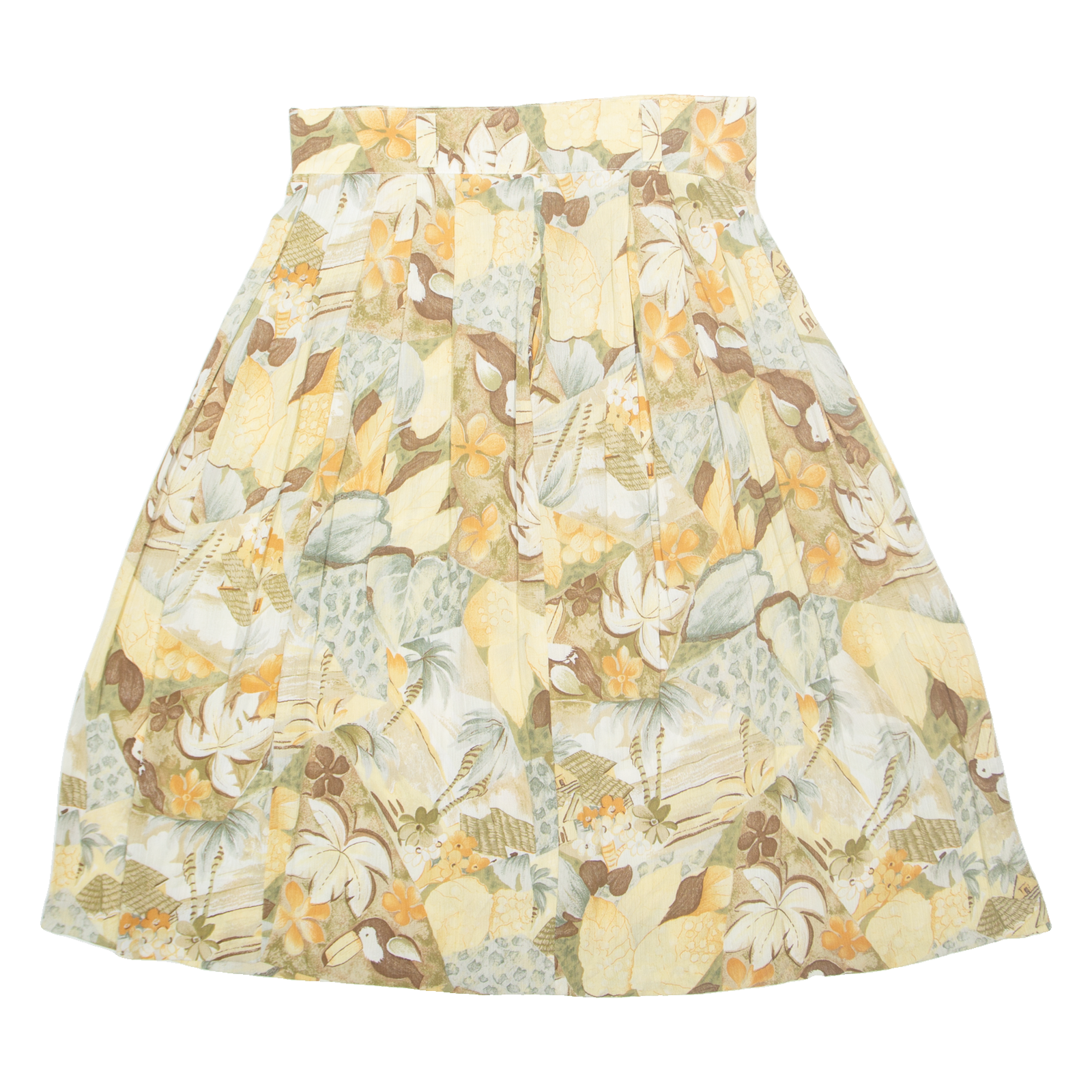Womens Pleated Skirt Beige Midi Viscose Floral L Refurbished - N/A refurbished available on Cerqular