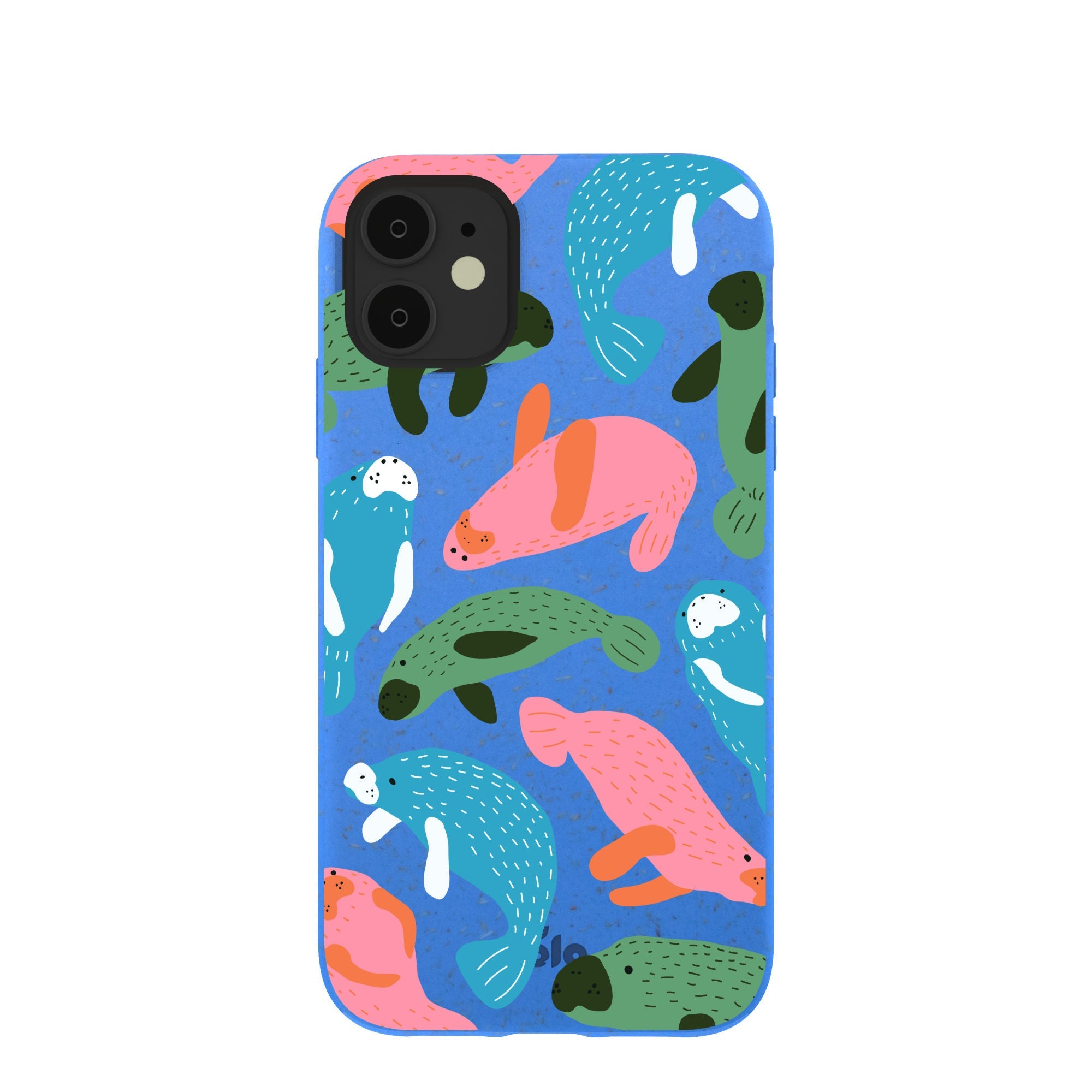 Electric Blue Sea Cows iPhone 11 Case Refurbished - Pela Case refurbished available on Cerqular