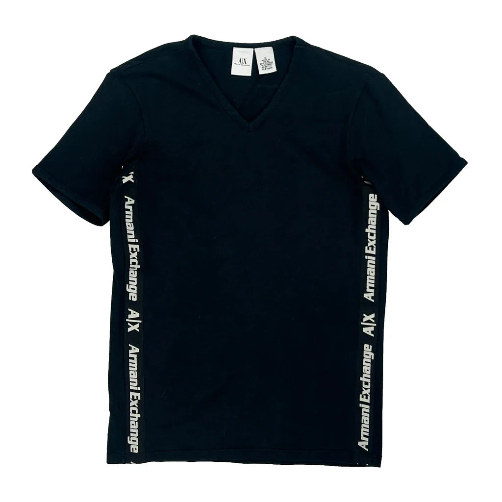 Armani Exchange T-Shirt - Small Black Cotton Blend Refurbished - Thrifted (note: this is a term often used to describe second- refurbished available on Cerqular