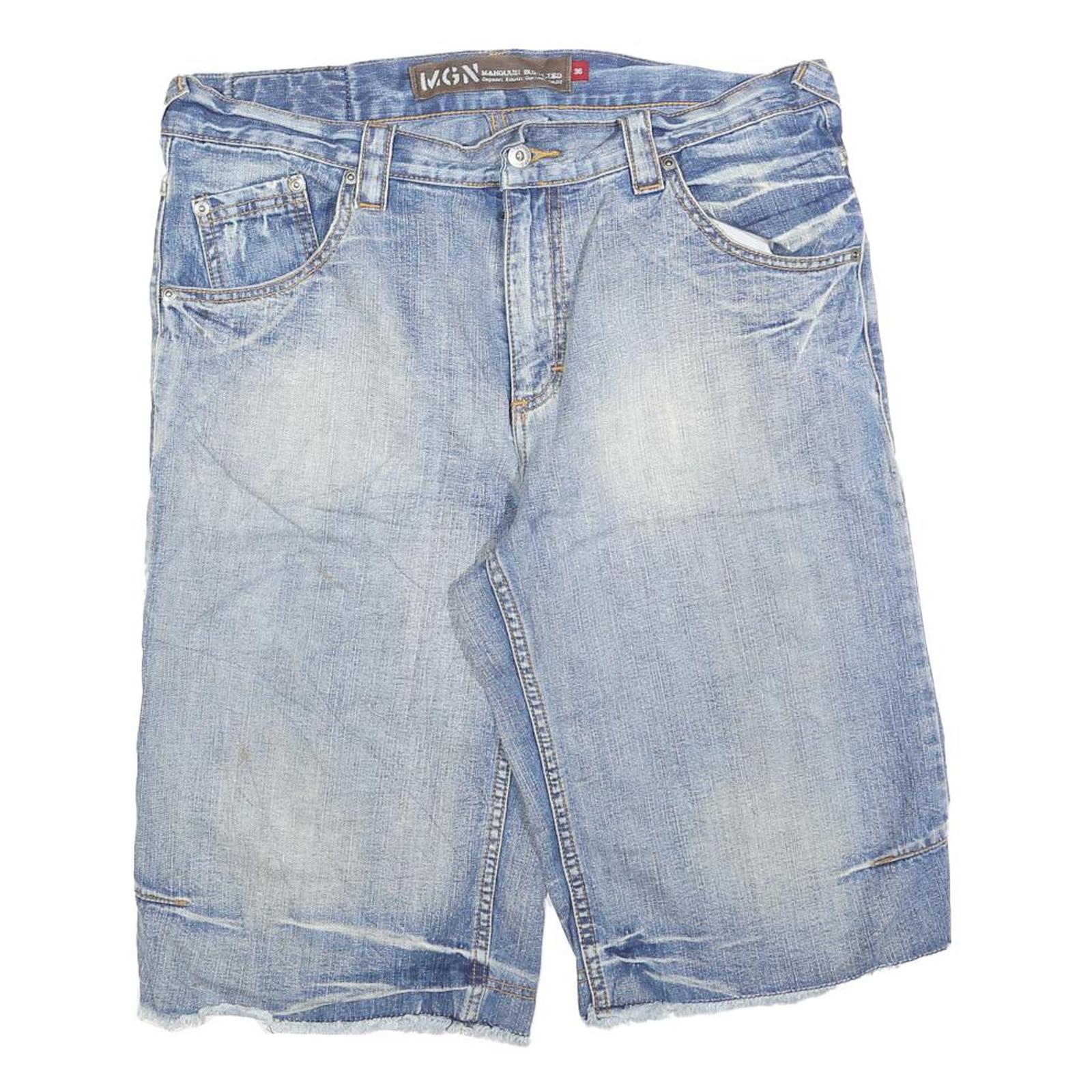MANGUUN Mens Denim Light Blue Casual Shorts L W36 Cotton Blend Relaxed Fit Refurbished - N/A refurbished available on Cerqular