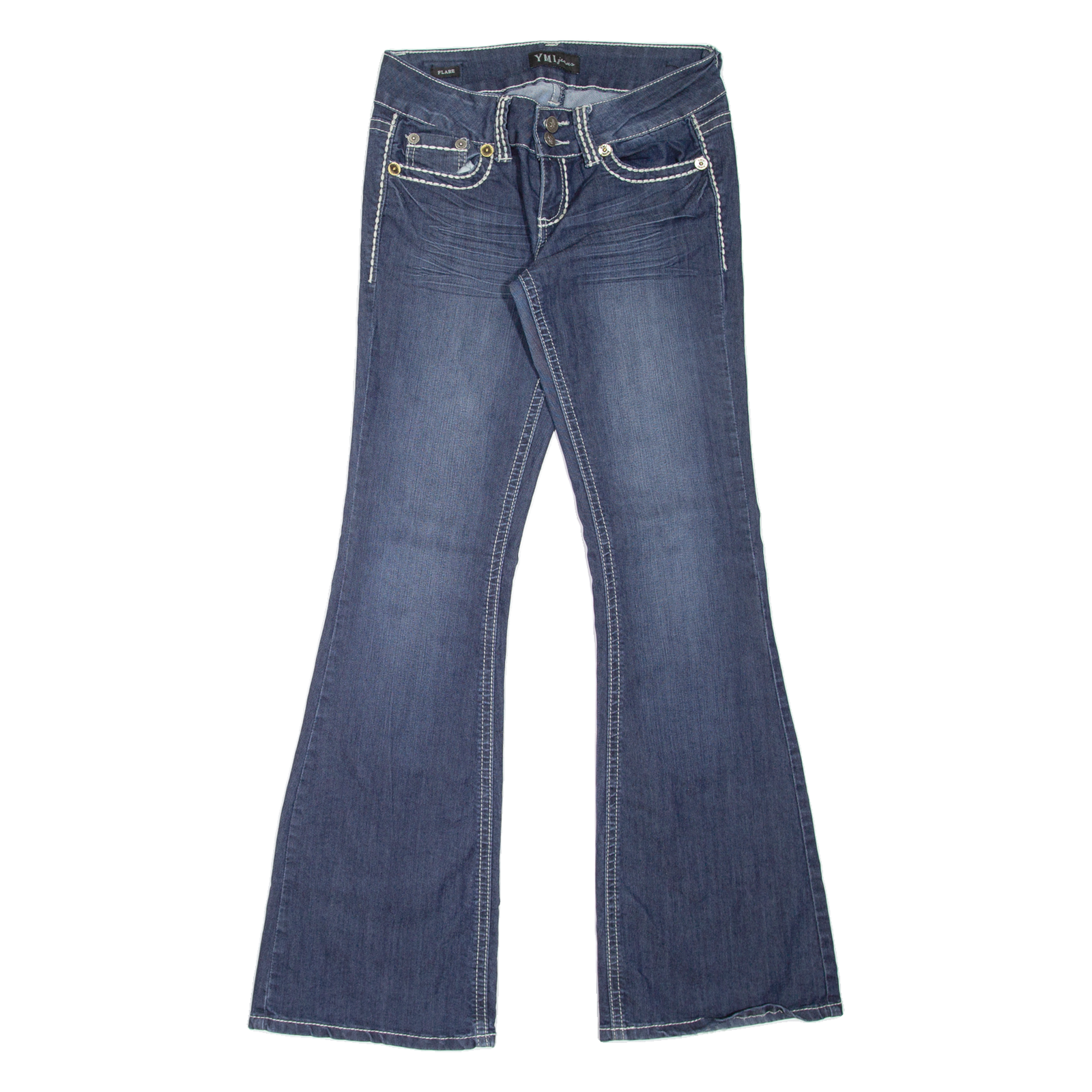 YMI Womens Jeans Blue Regular Flared Stone Wash W28 L34 Refurbished - N/A refurbished available on Cerqular